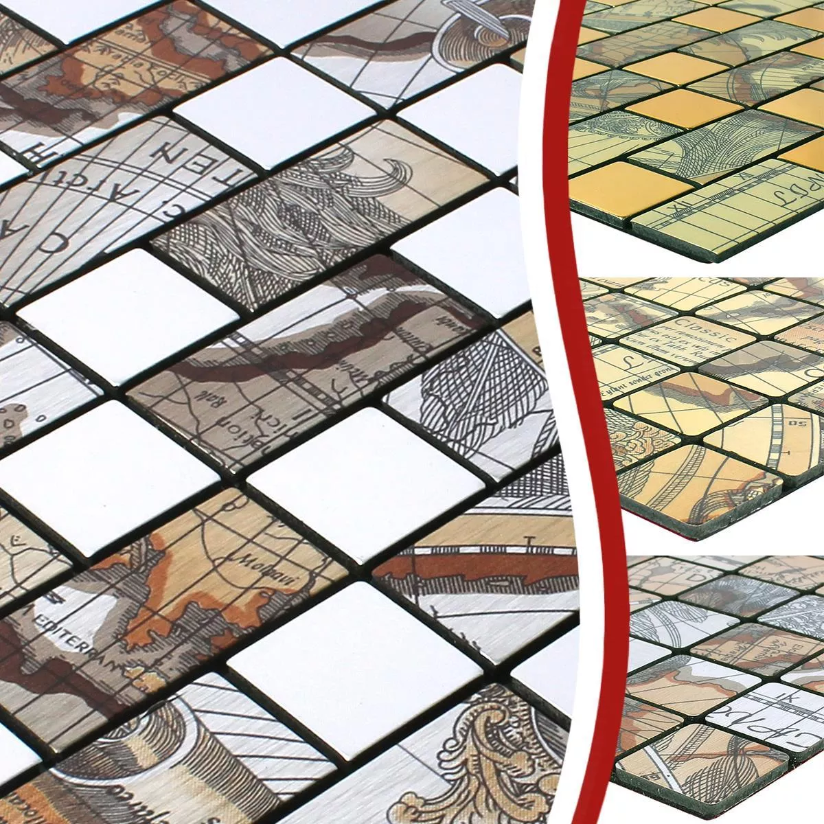 Mosaikfliesen Selbstklebend Pinta Weltkarte