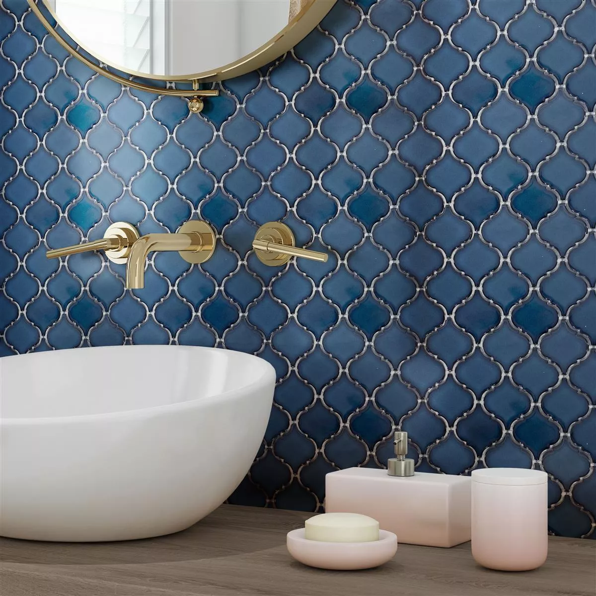 Muster von Keramik Mosaik Fliesen Asmara Arabesque Blau