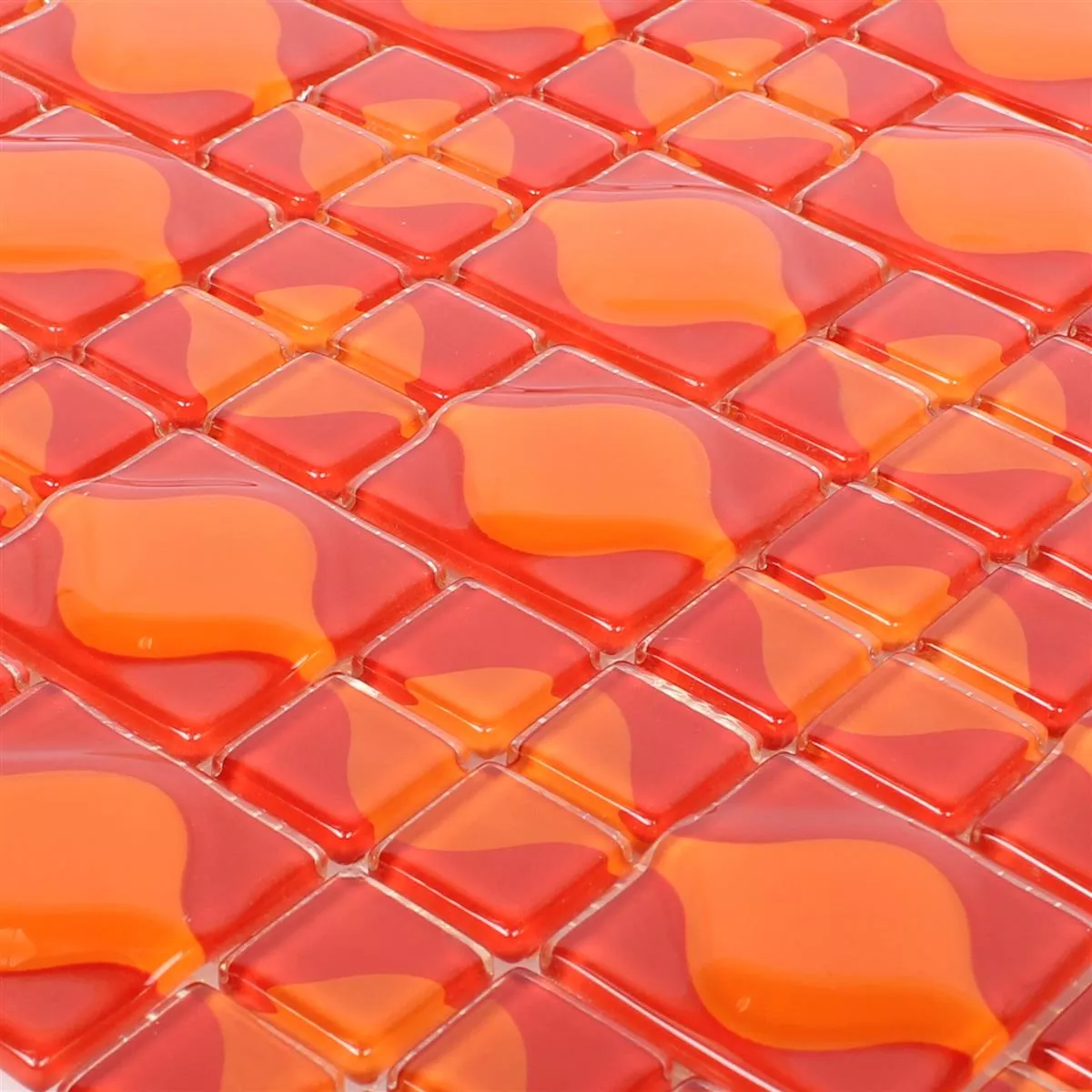 Muster von Glasmosaik Fliesen Nokta Rot Orange 3D