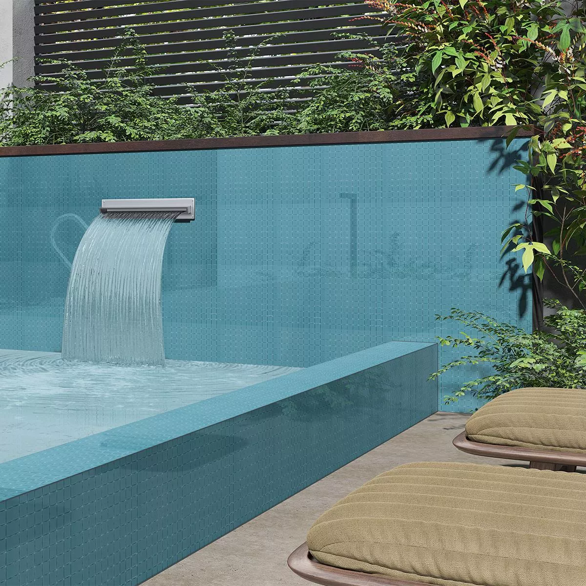 Glas Schwimmbad Pool Mosaik Venetia Hellblau