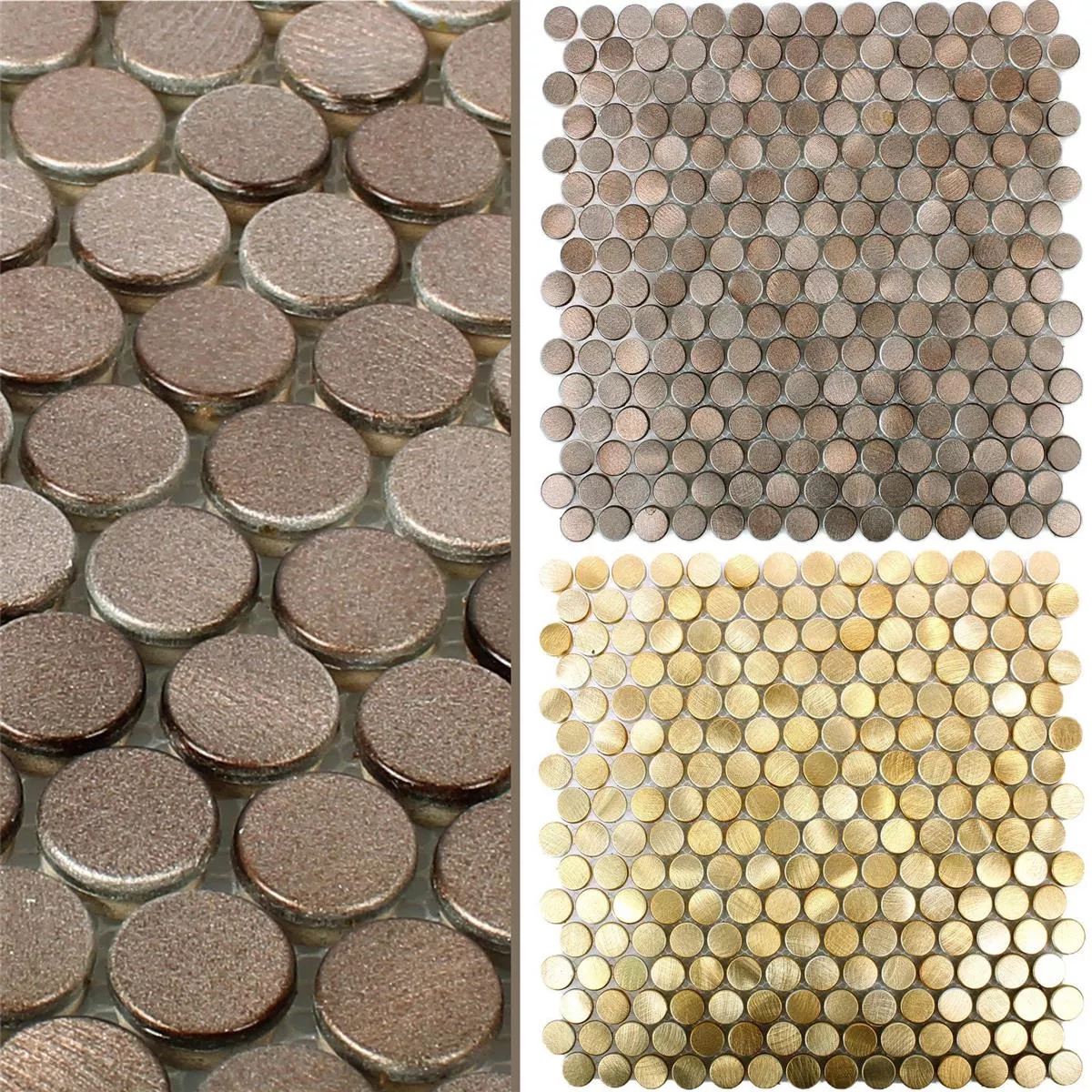 Muster von Mosaikfliesen Aluminium Metall Fantom Knopf