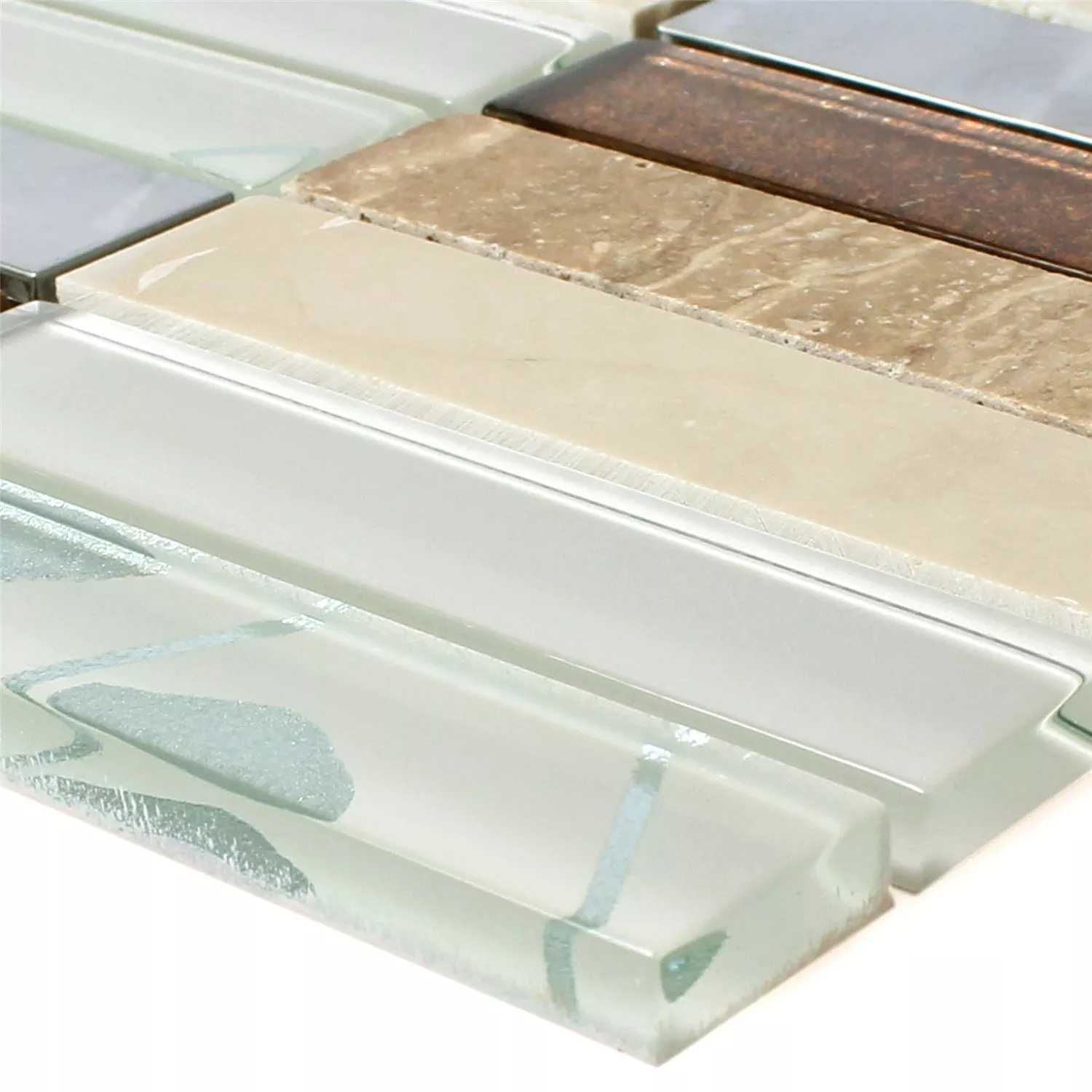 Mosaikfliesen Musical Glas Stein Stahl Mix Beige