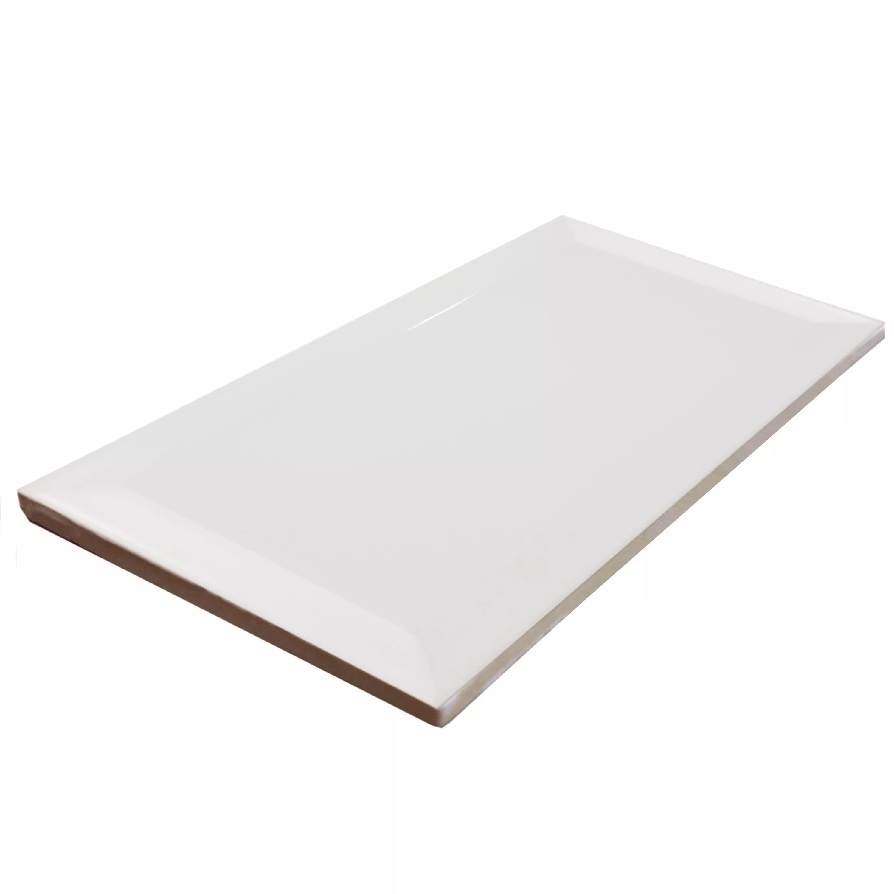 Muster Metro Wandfliesen Brasilia Facette 7,5x15x0,7cm Blanco