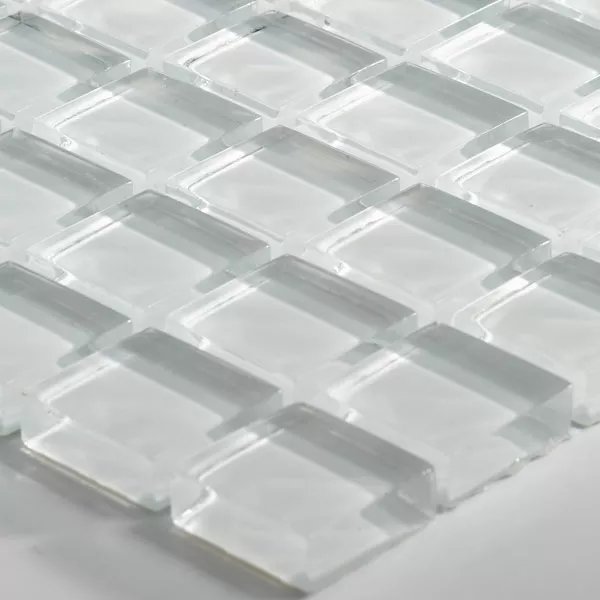 Muster von Glasmosaik Fliesen Uni  Weiss