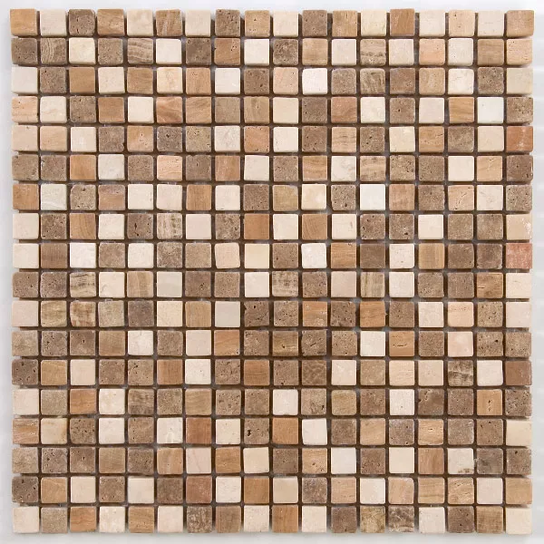 Mosaikfliesen Marmor Braun Mix 15x15x8mm