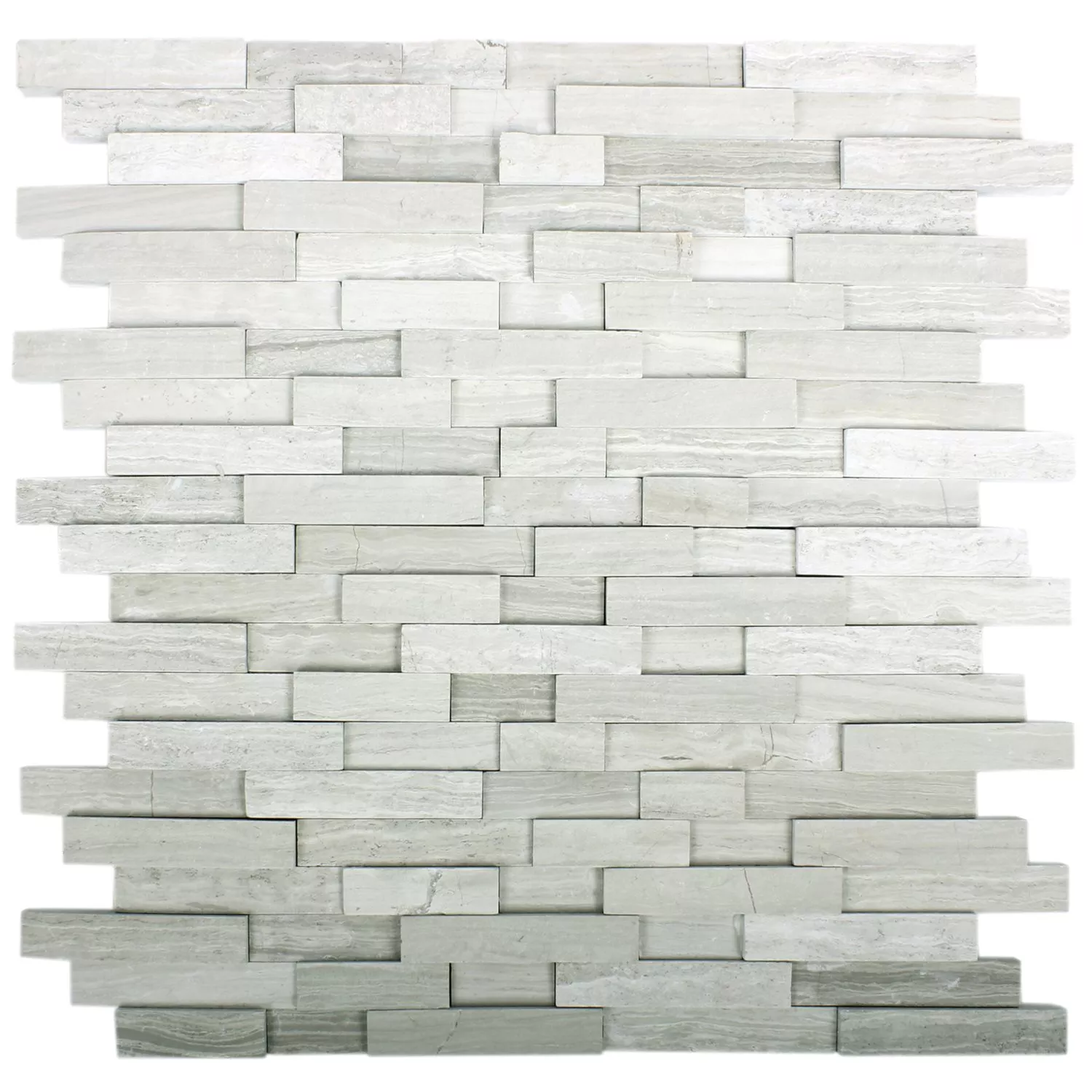 Mosaikfliesen Marmor Stettin 3D Brick Grau