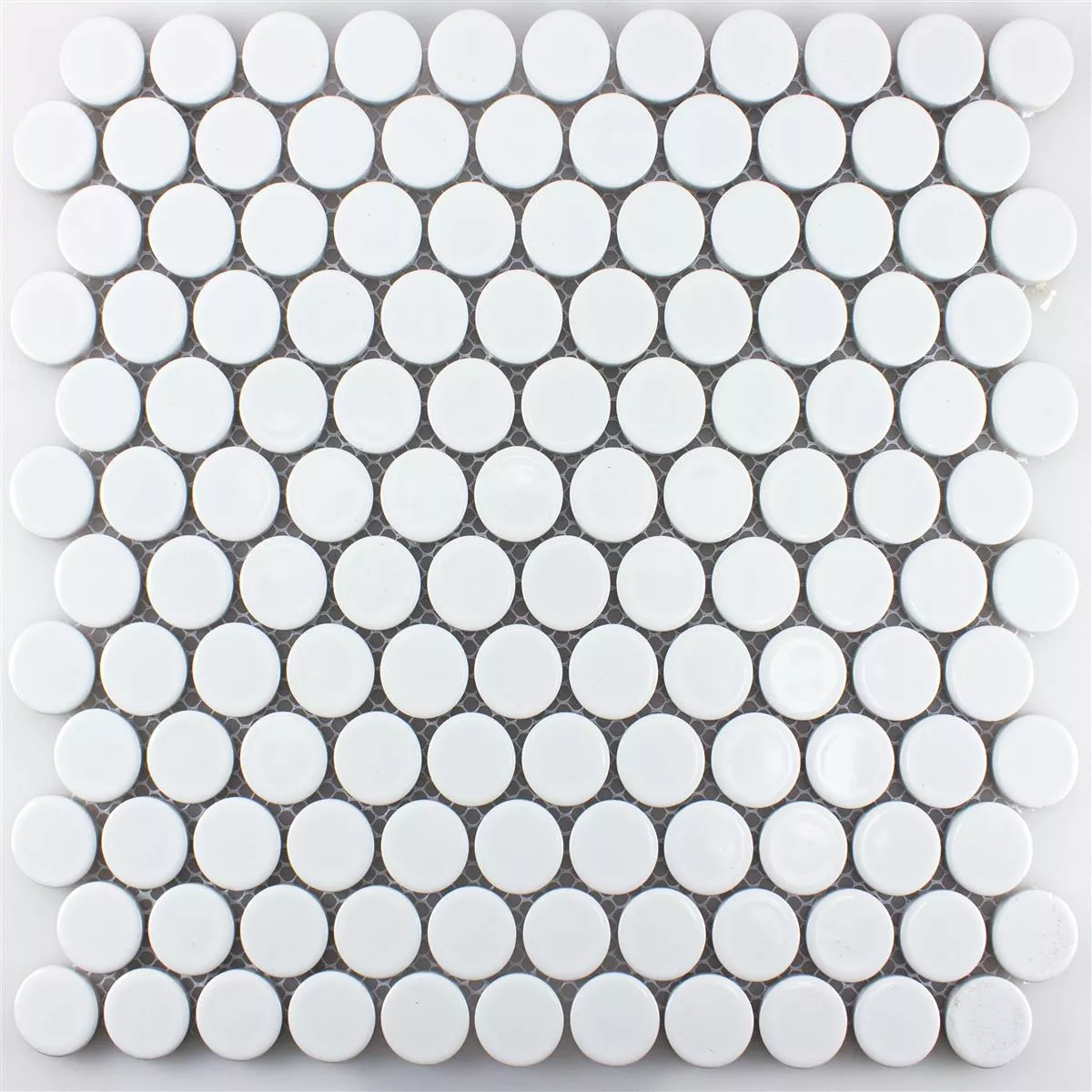 Keramik Knopf Mosaik Fliesen LaRosita Weiß Glänzend