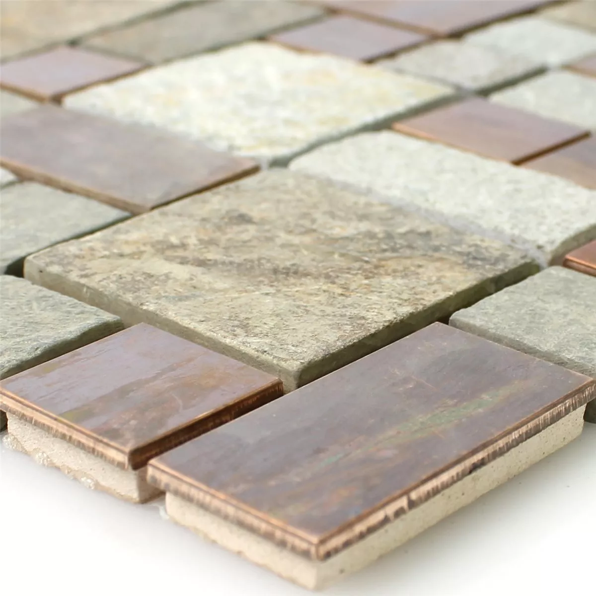Naturstein Quarzit Aluminium Metall Mosaikfliesen Istanbul Kupfer Braun Naturstein Quarzit Aluminium Metall Mosaikfliesen Istanbul Kupfer Braun