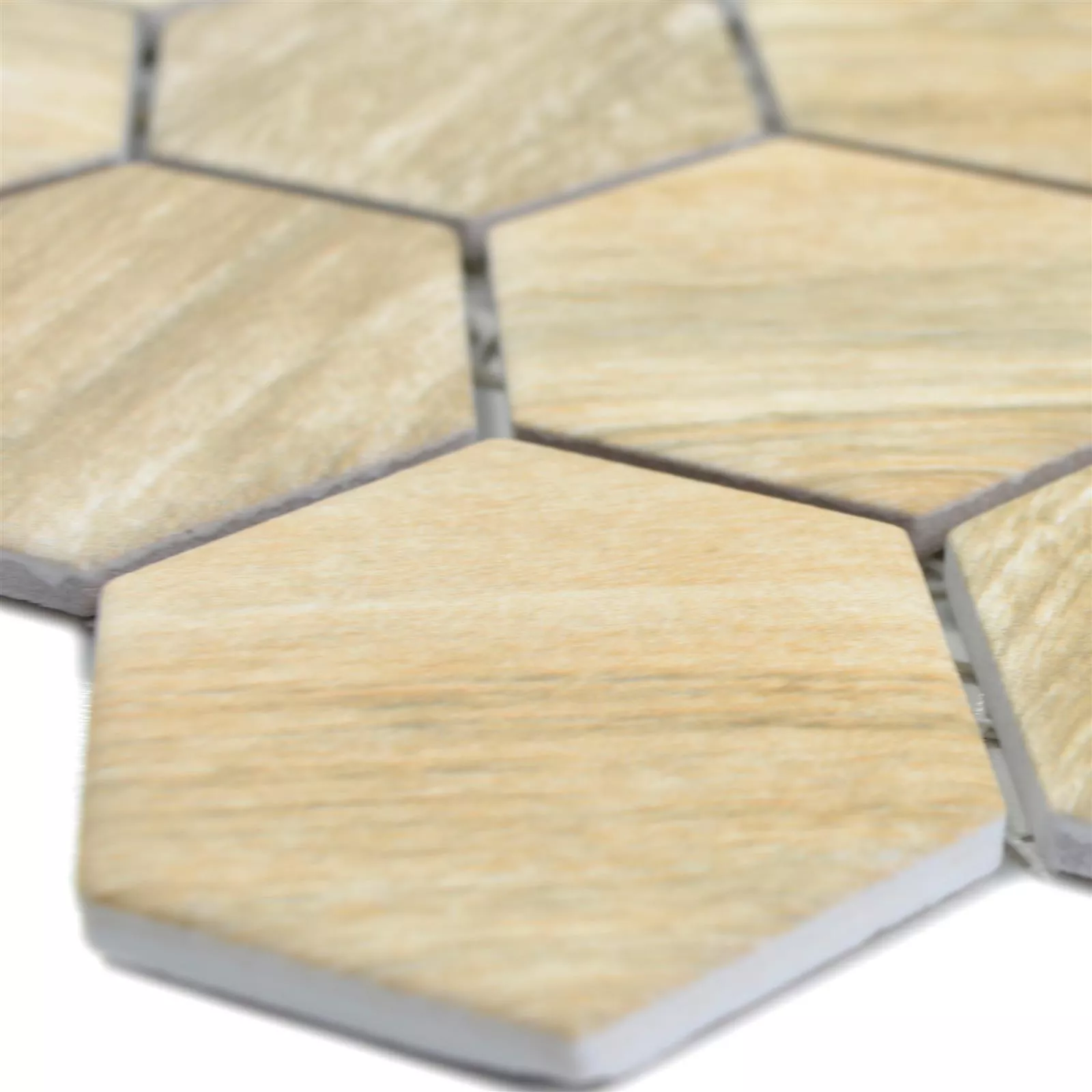 Keramikmosaik Duponti Hexagon Holzoptik Beige Keramikmosaik Duponti Hexagon Holzoptik Beige