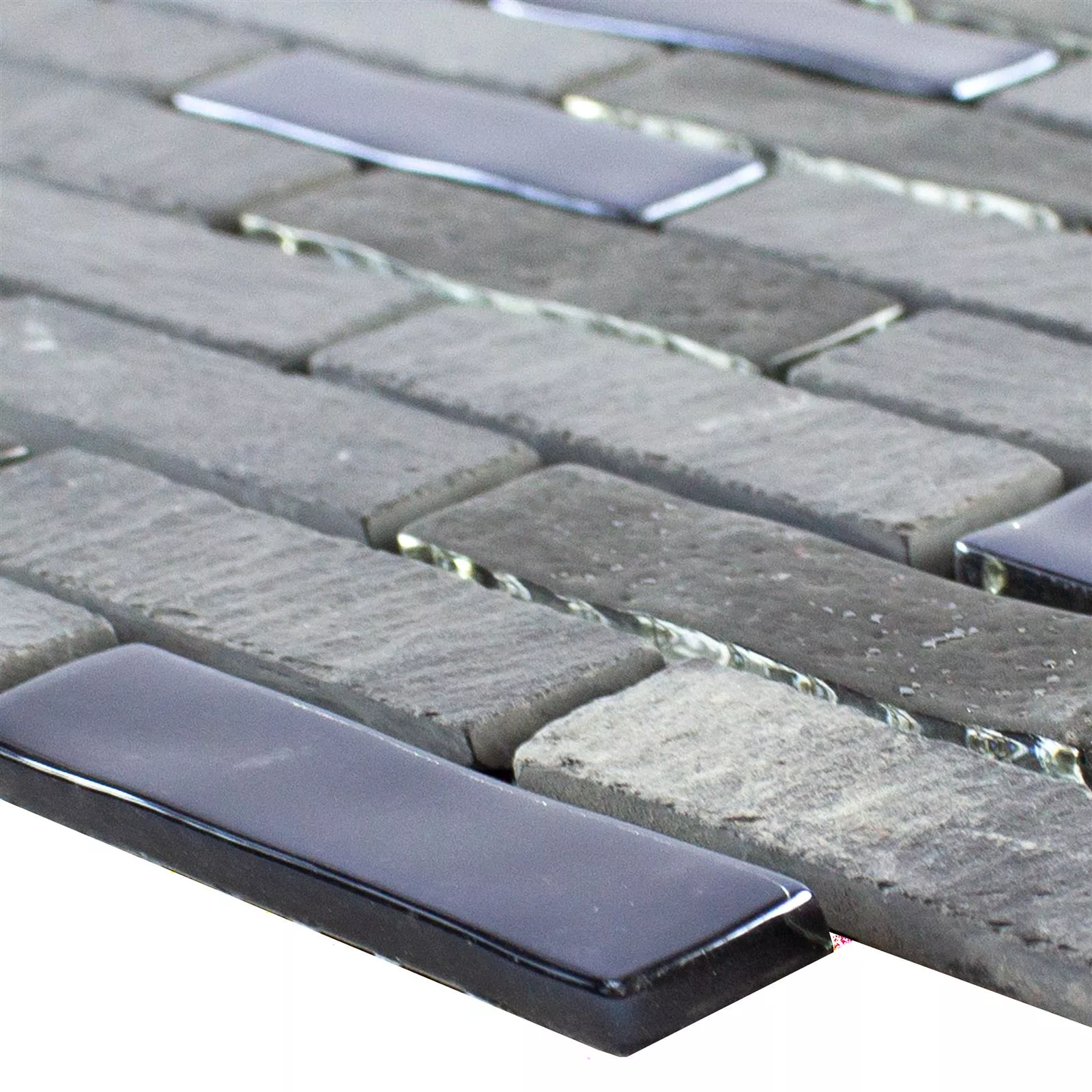 Glas Naturstein Mosaik Concetto Selbstklebend Schwarz