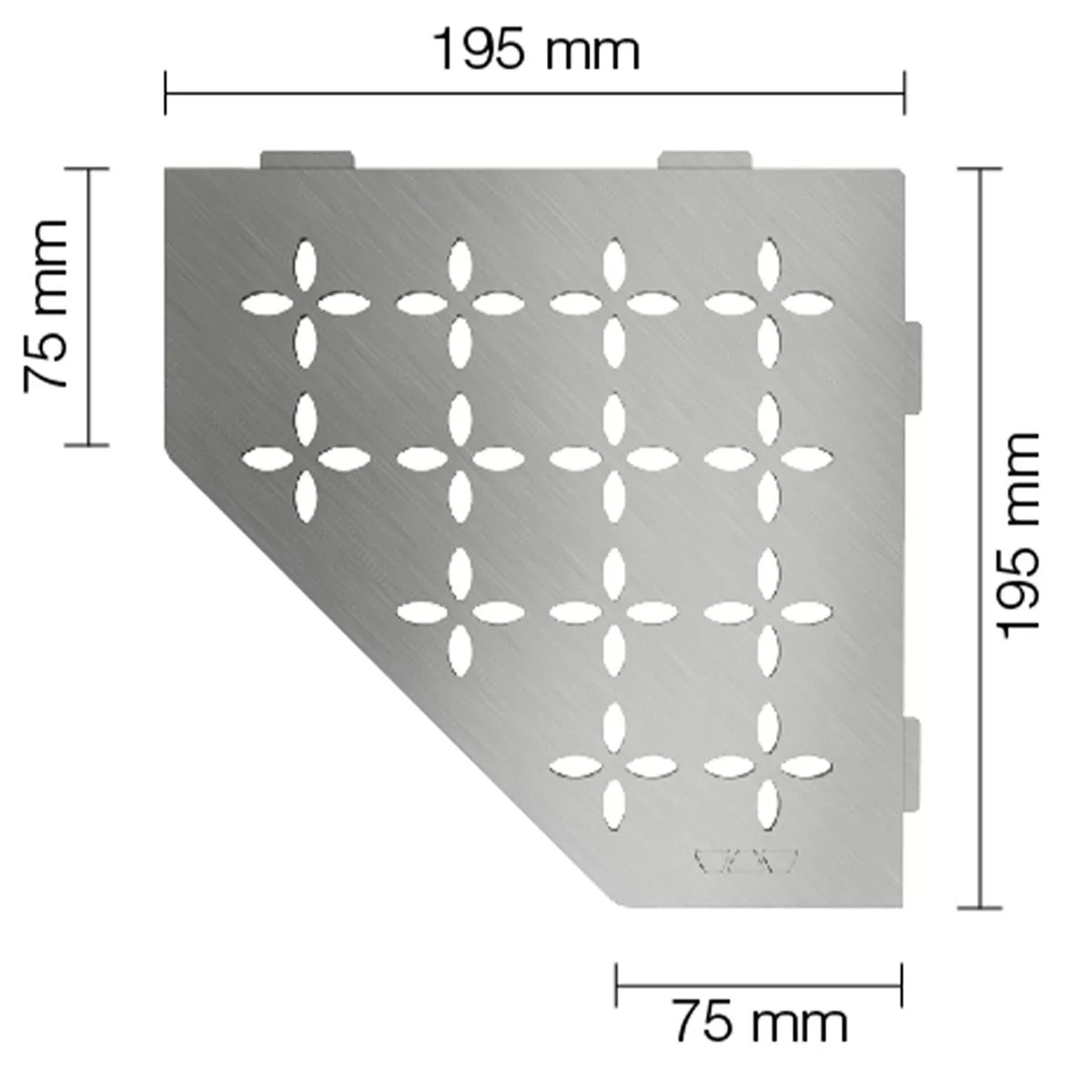 Wandablage Duschablage Schlüter 5eck 19,5x19,5cm Floral Silber