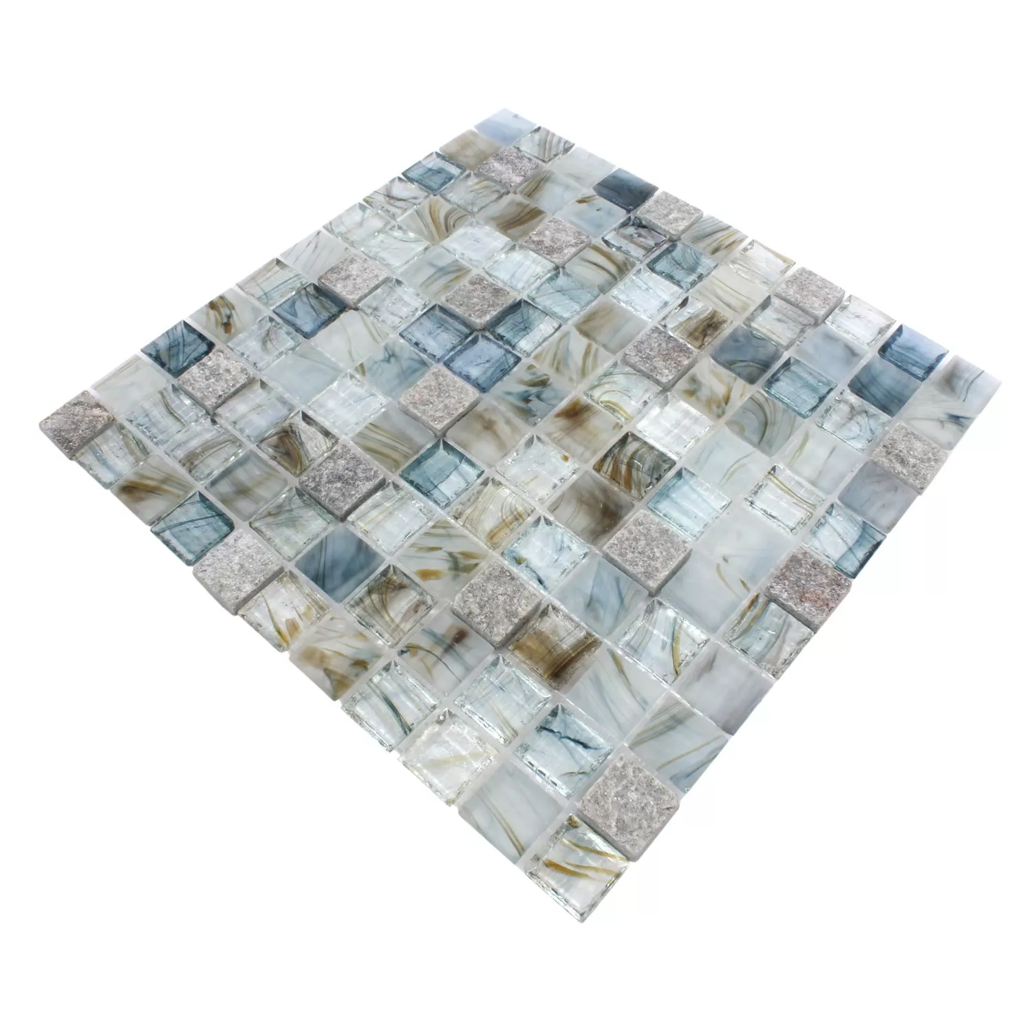 Glas Naturstein Mosaik Daily Rush Cream Grau