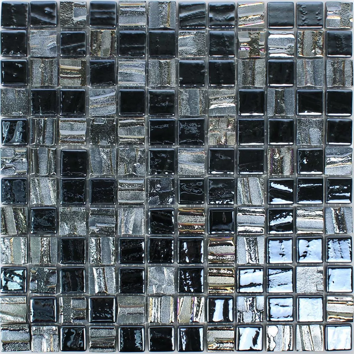 Muster von Glasmosaik Fliesen Presley Schwarz Metallic