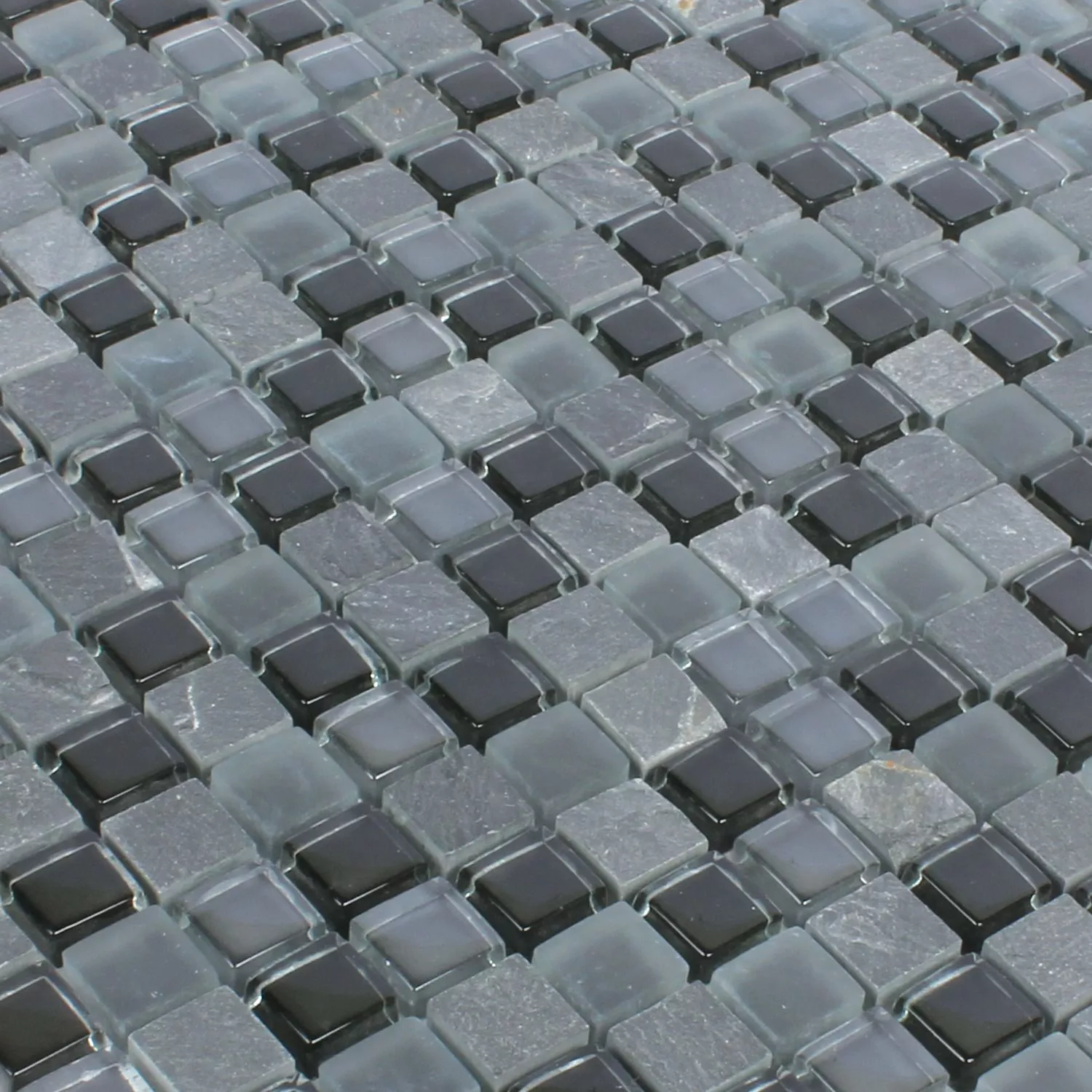 Mosaikfliesen Marmor Java Glasmix Apollo Schwarz 15