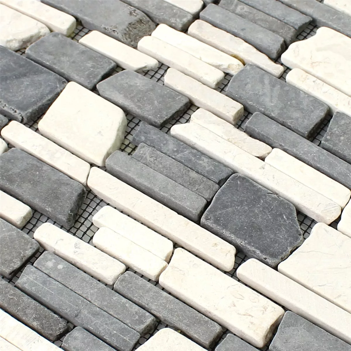 Muster von Mosaikfliesen Marmor Naturstein Brick Biancone Java