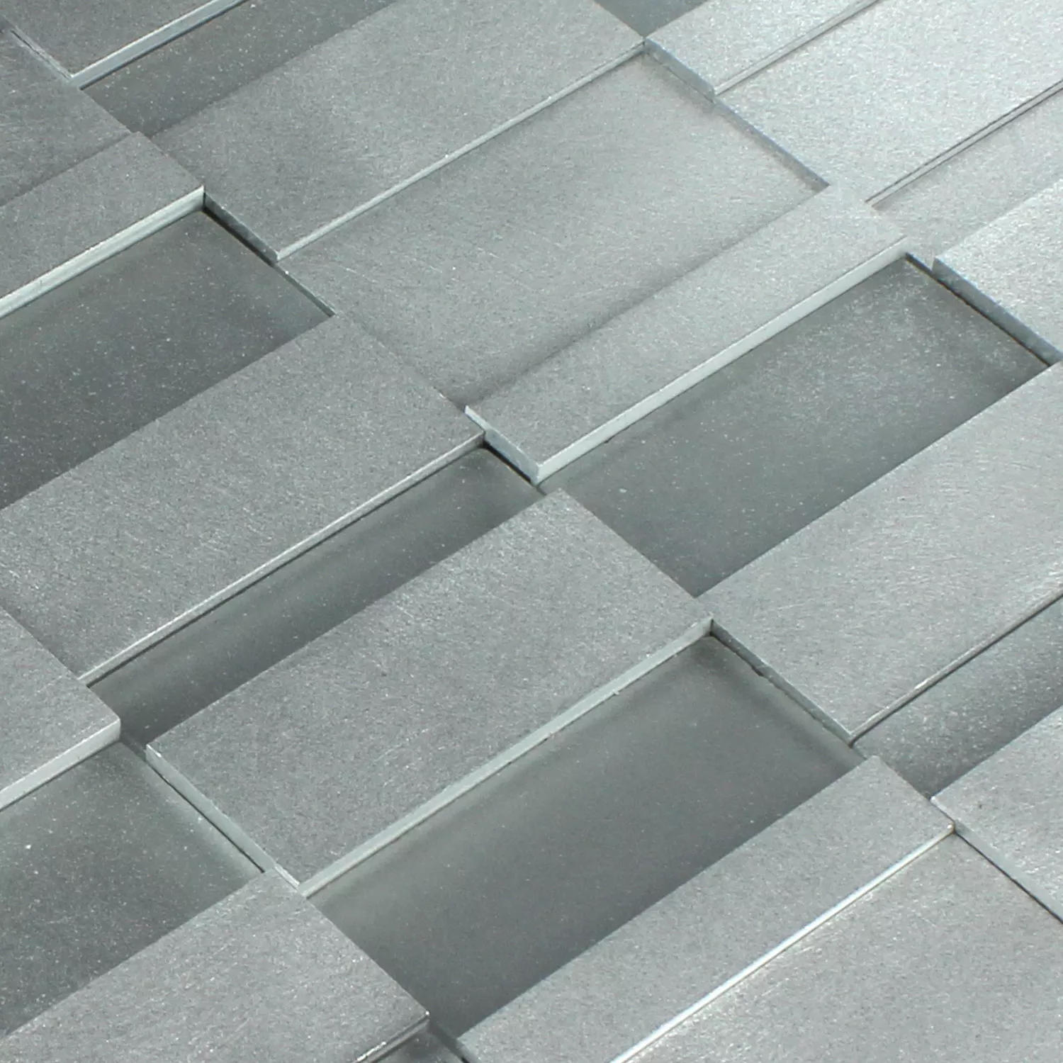 Mosaikfliesen Glas Metall Silber Mix