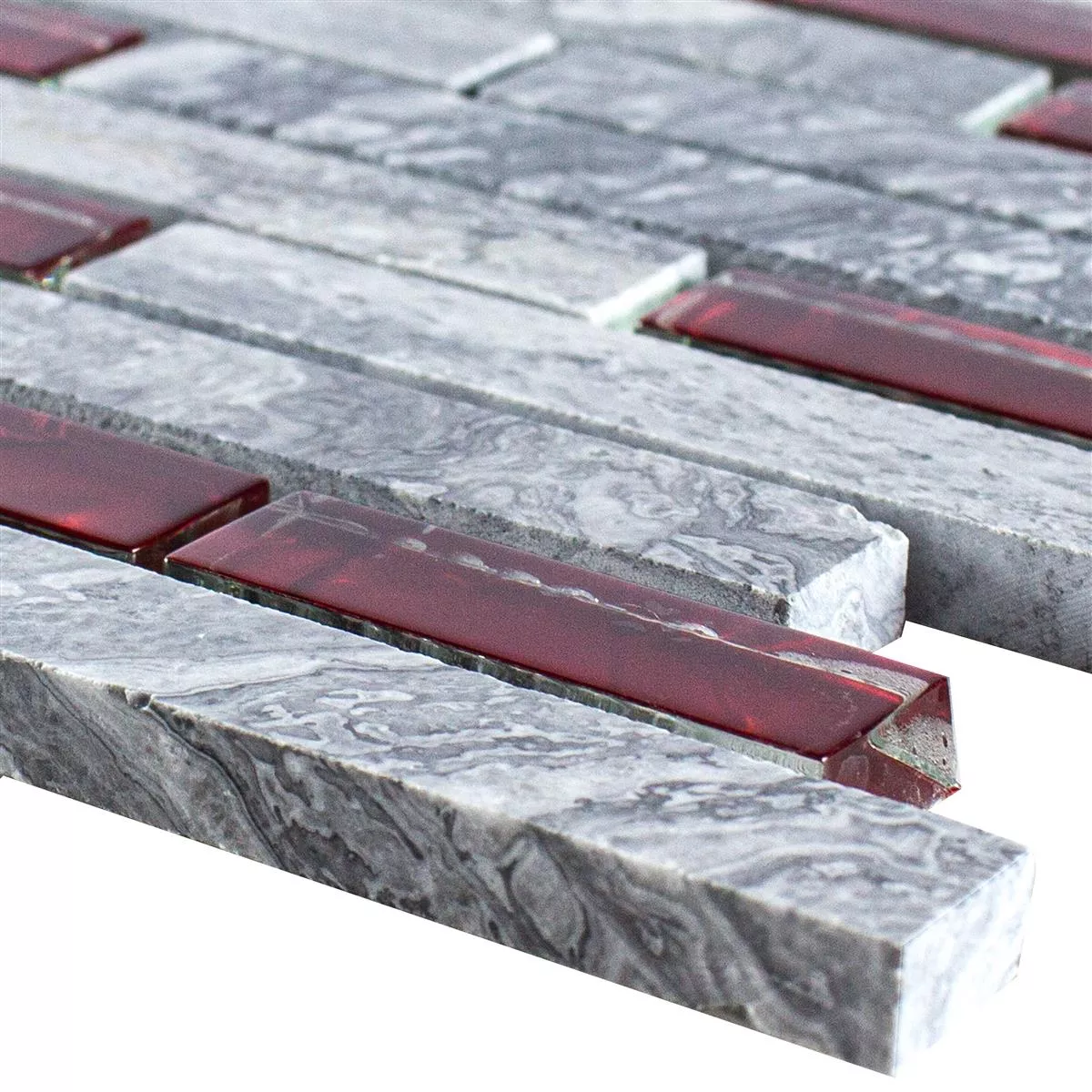 Muster von Glas Naturstein Mosaik Fliesen Sinop Grau Rot Brick