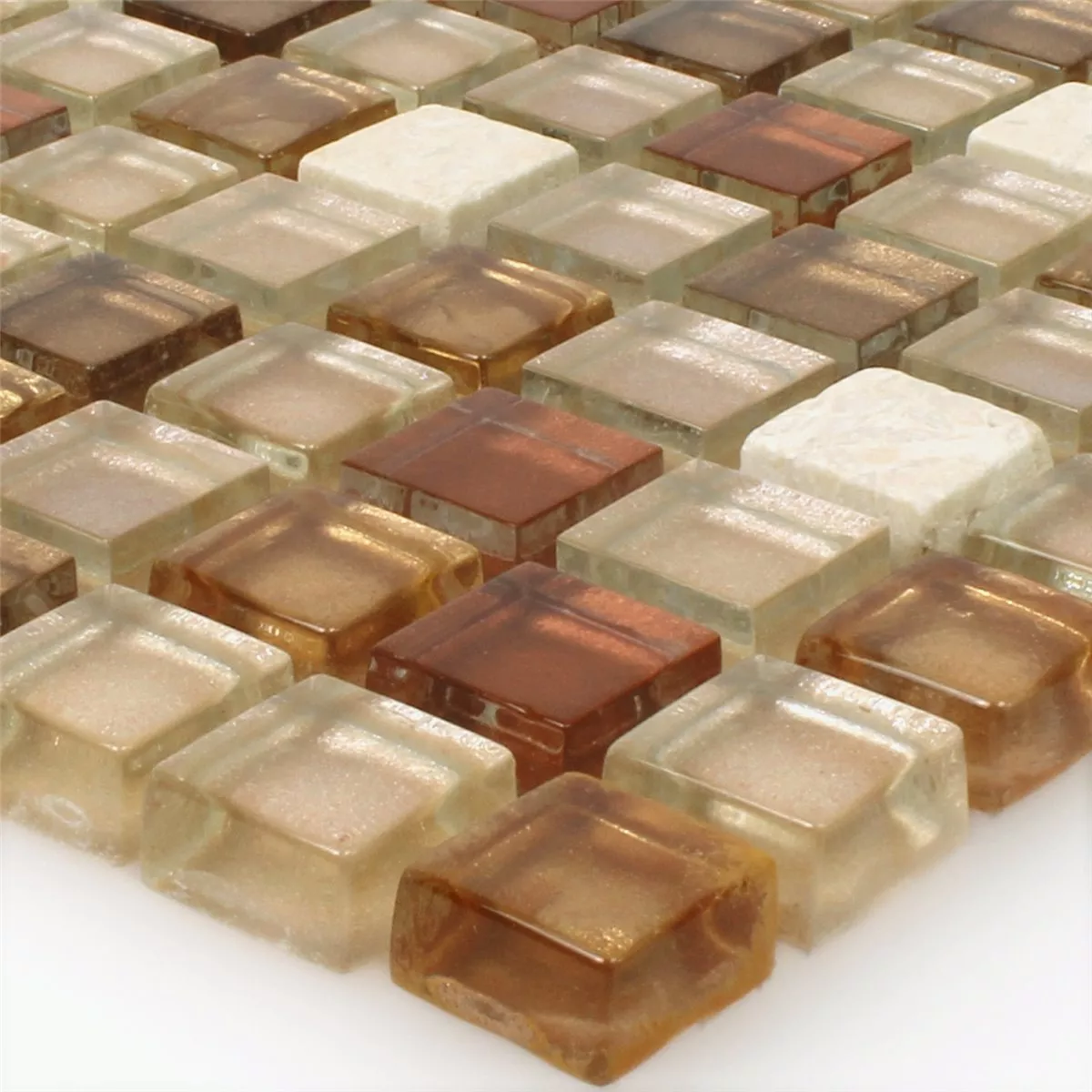Mosaikfliesen Glas Naturstein Mix Ocker Gold