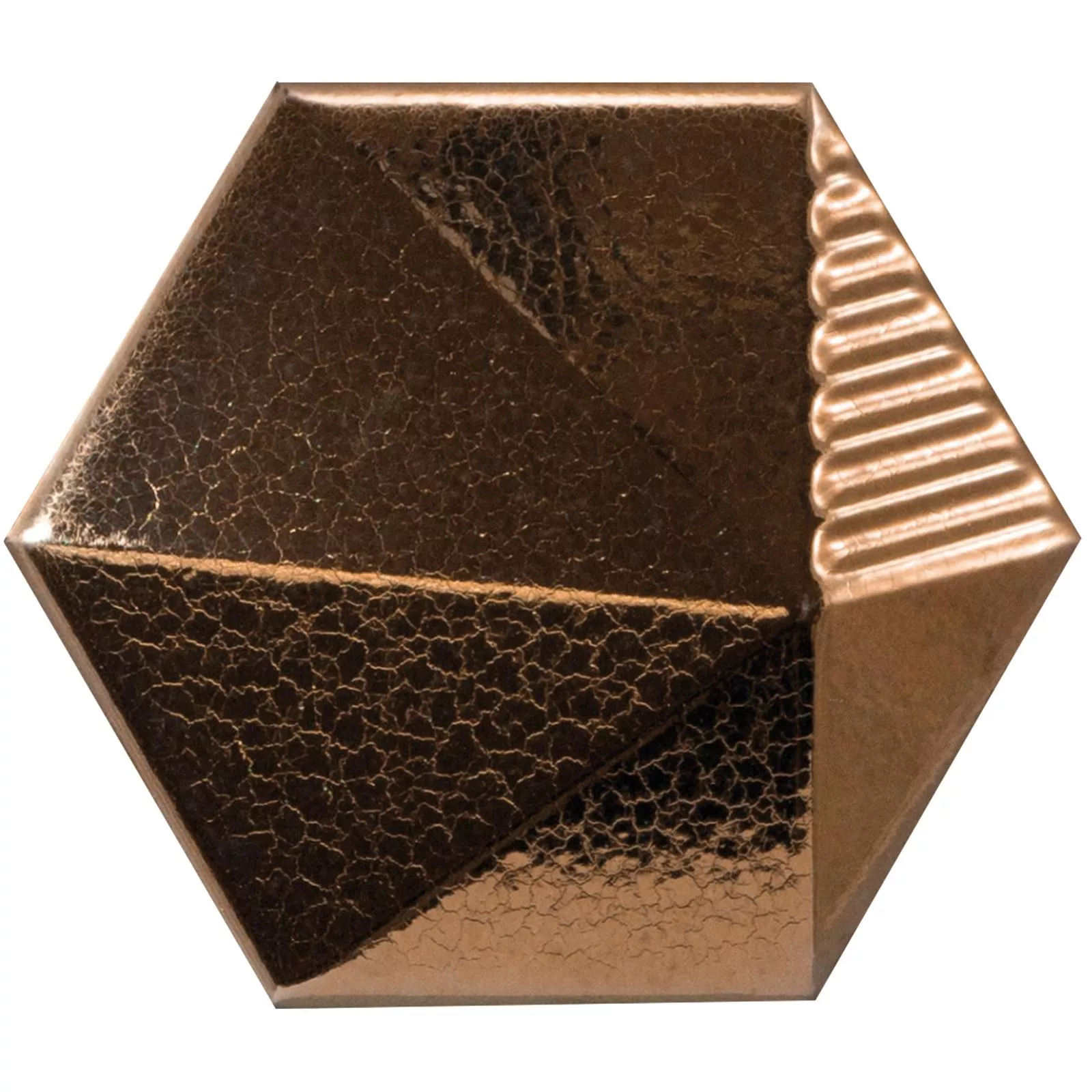 Muster Wandfliesen Rockford 3D Hexagon 12,4x10,7cm Kupfer