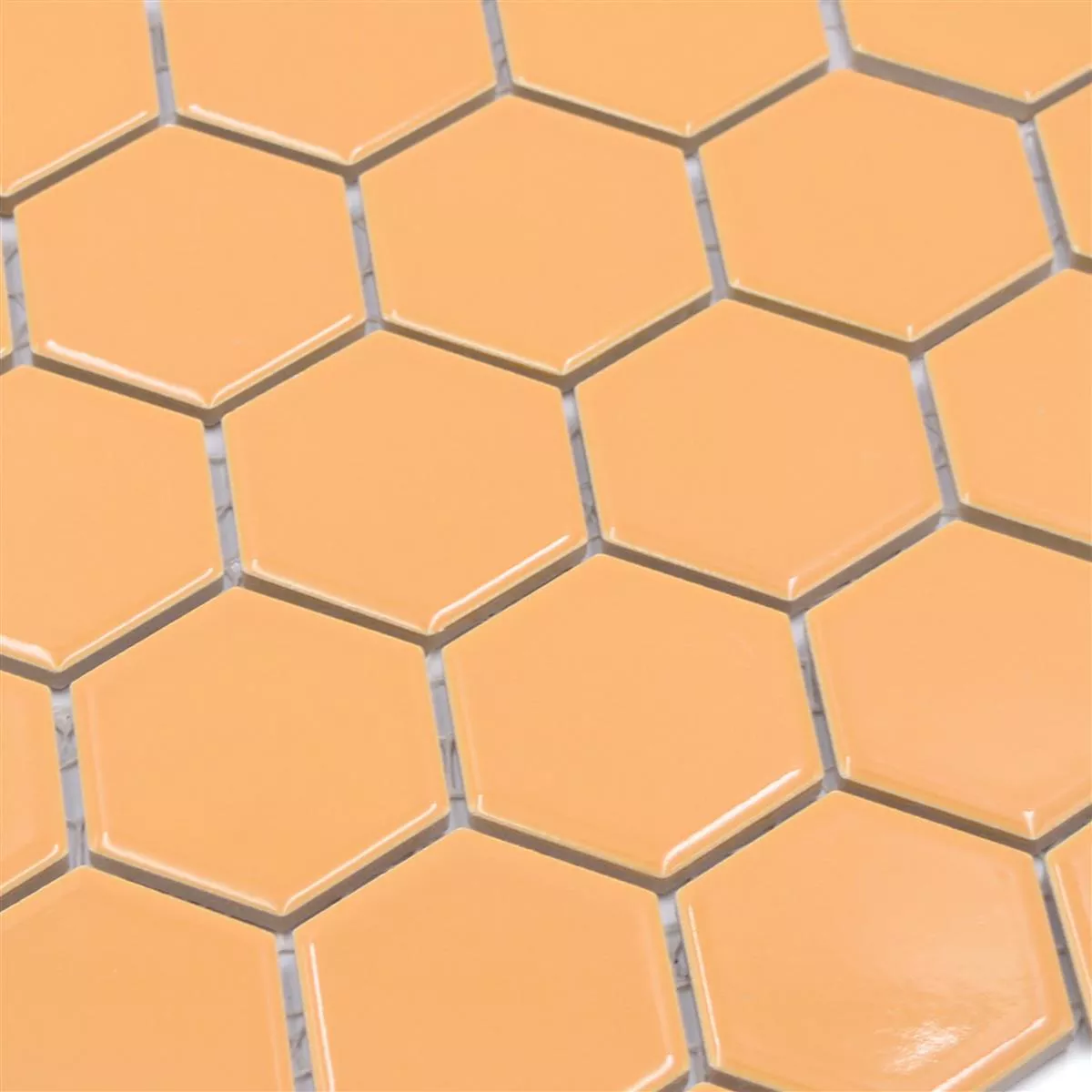 Muster von Keramikmosaik Salomon Hexagon Ocker Orange H51