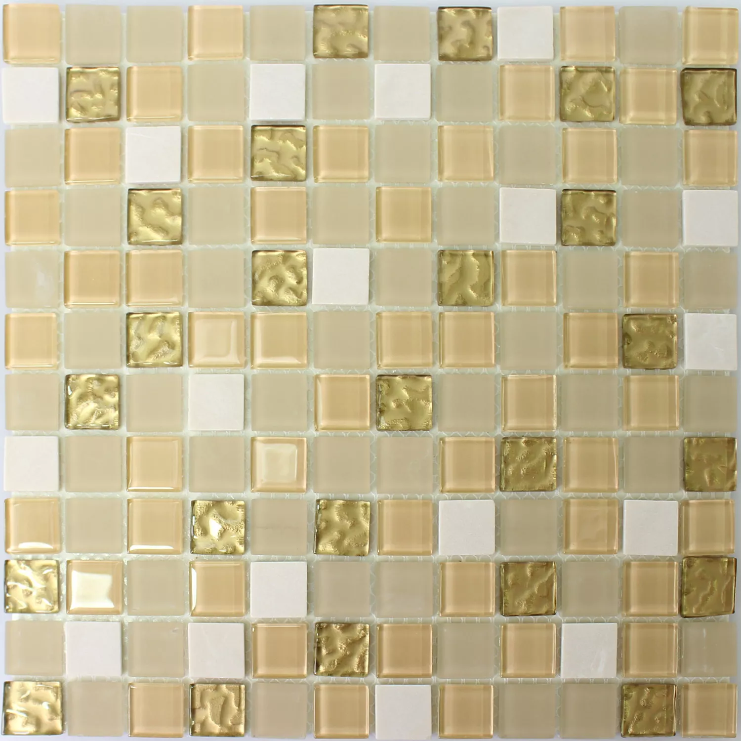 Muster von Selbstklebende Mosaikfliesen Naturstein Glas Gold
