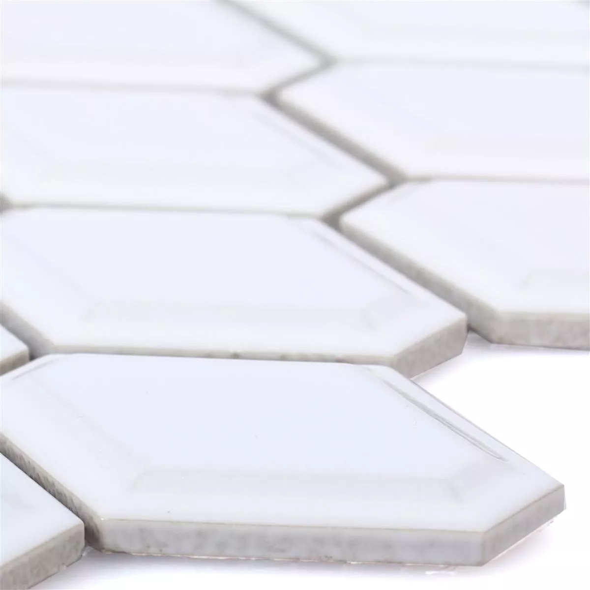 Muster von Keramik Mosaikfliesen Leandro Metro Weiß Glänzend