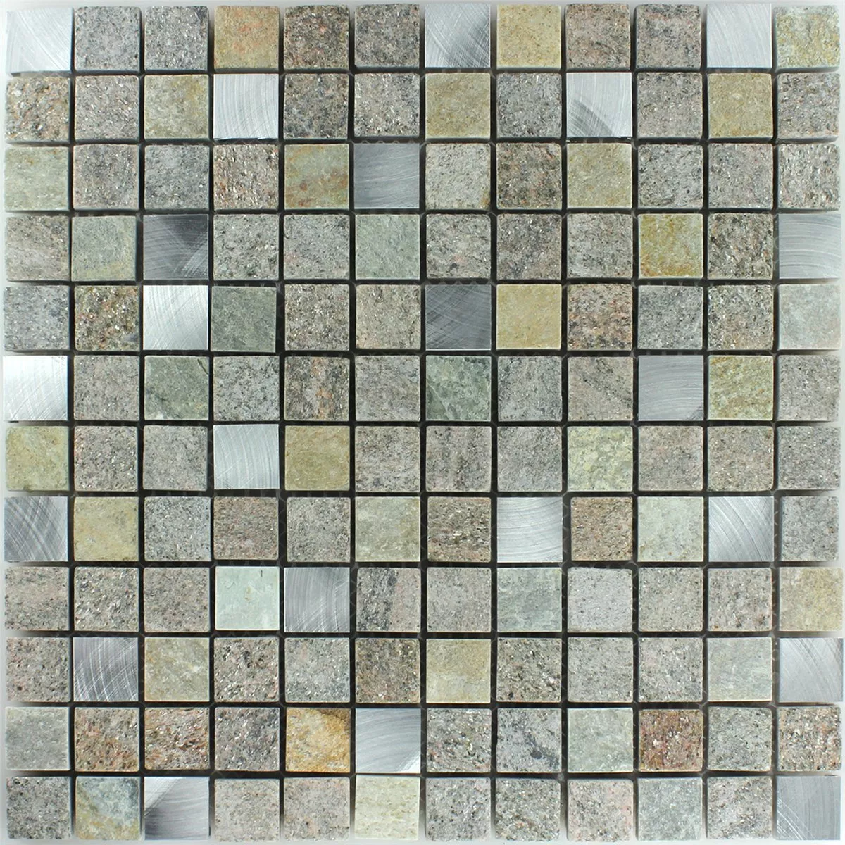 Mosaikfliesen Quarzit Alu Naturstein 23x23x8mm