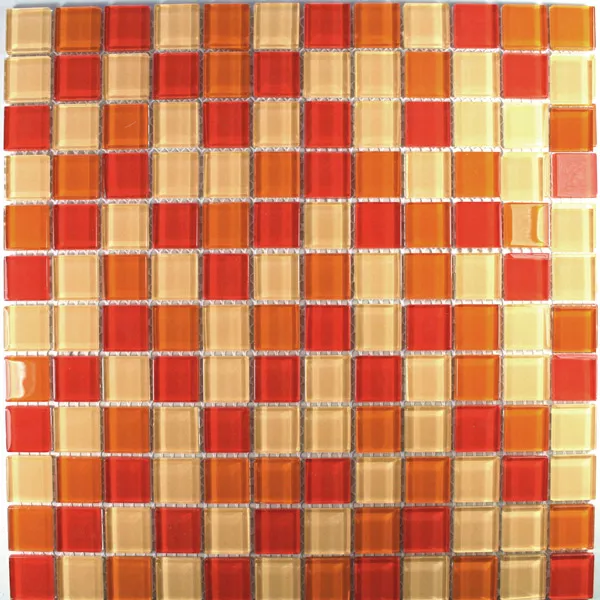 Muster von Glasmosaik Fliesen Valencia Rot Orange