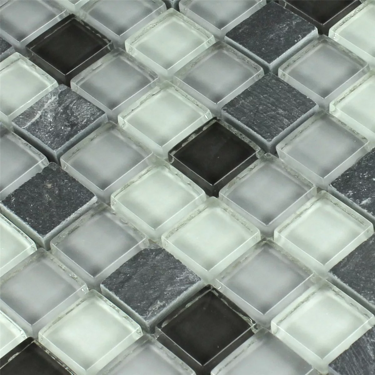 Muster von Glas Schiefer Mosaikfliesen Grau Mix