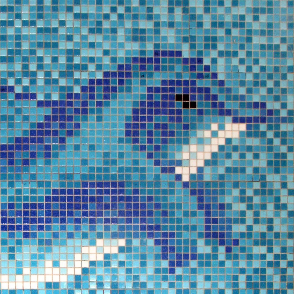 Schwimmbad Pool Mosaik Delphin Papierverklebt