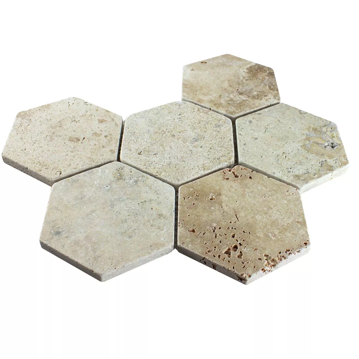 Travertin Naturstein Mosaikfliesen Mercado Sechseck Beige