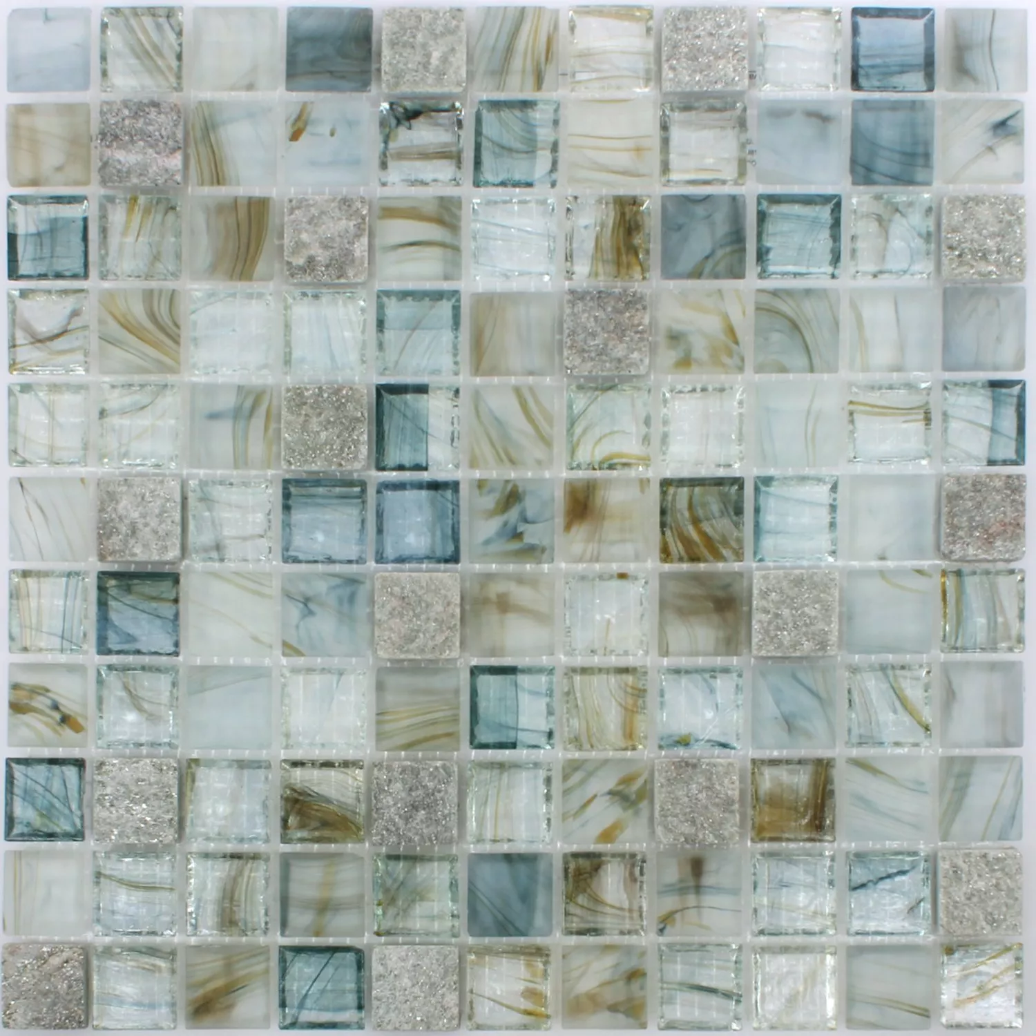 Glas Naturstein Mosaik Daily Rush Cream Grau