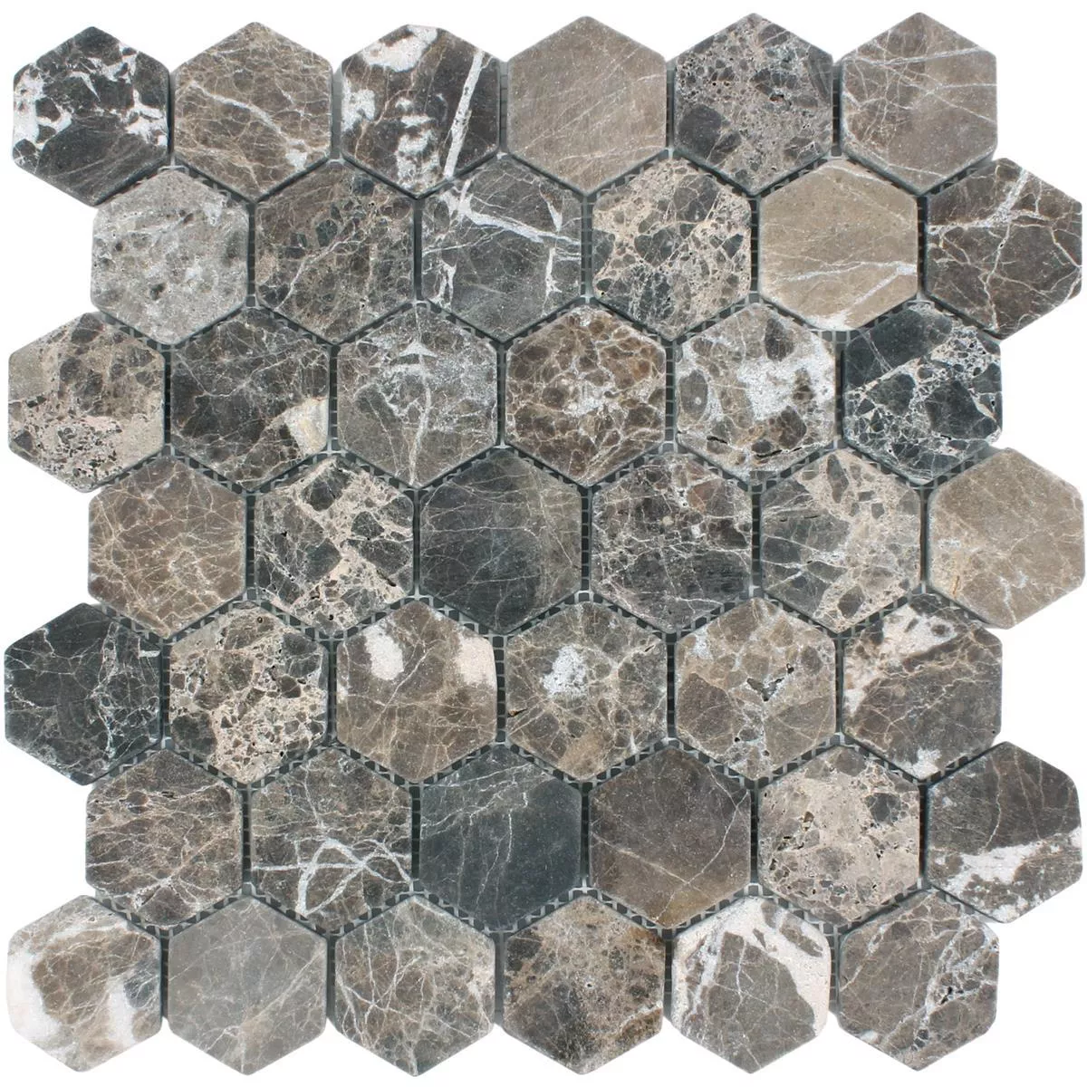Muster von Mosaikfliesen Marmor Tarsus Hexagon Emprador