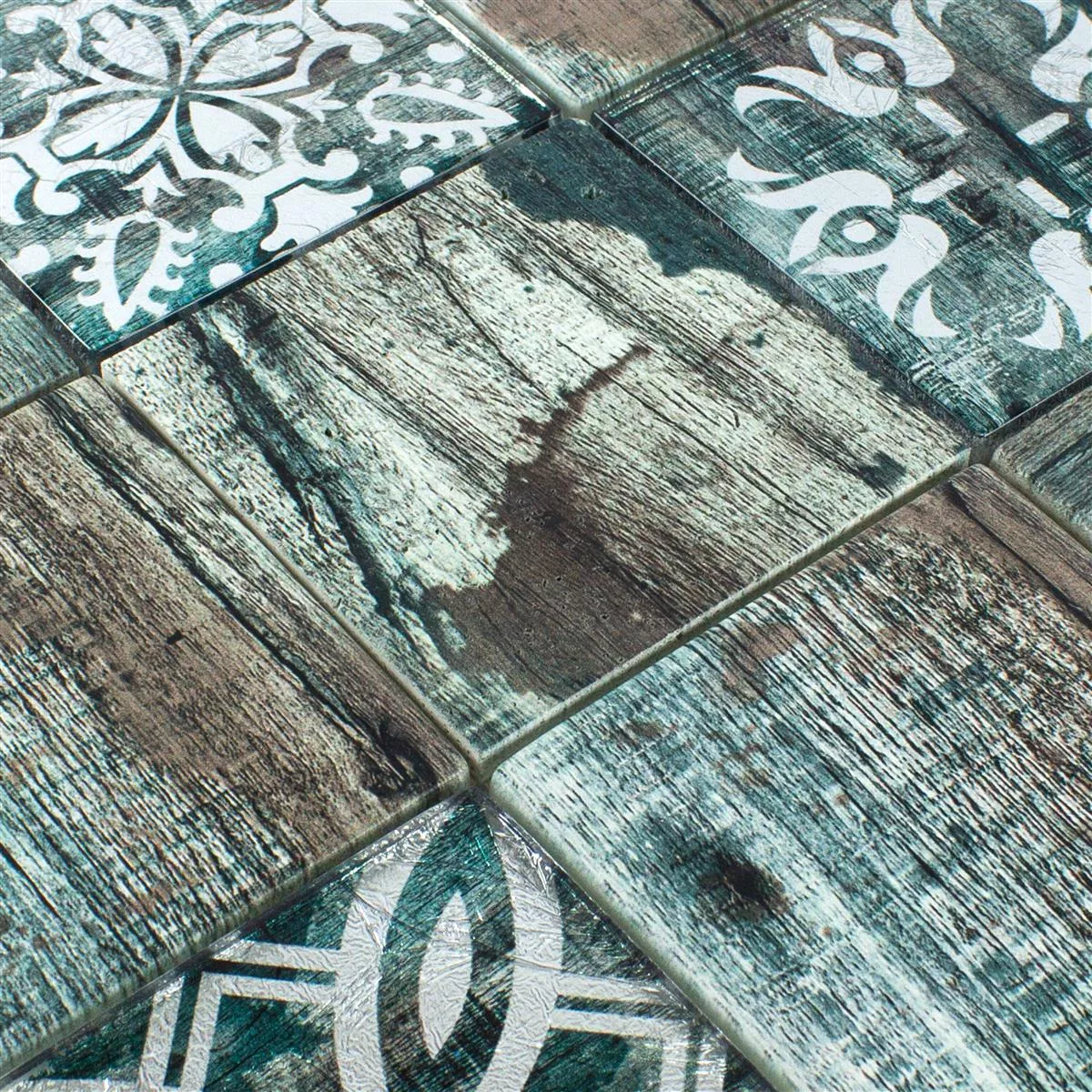 Glasmosaik Fliesen Holzoptik Norwalk Grau Braun Grün Q98
