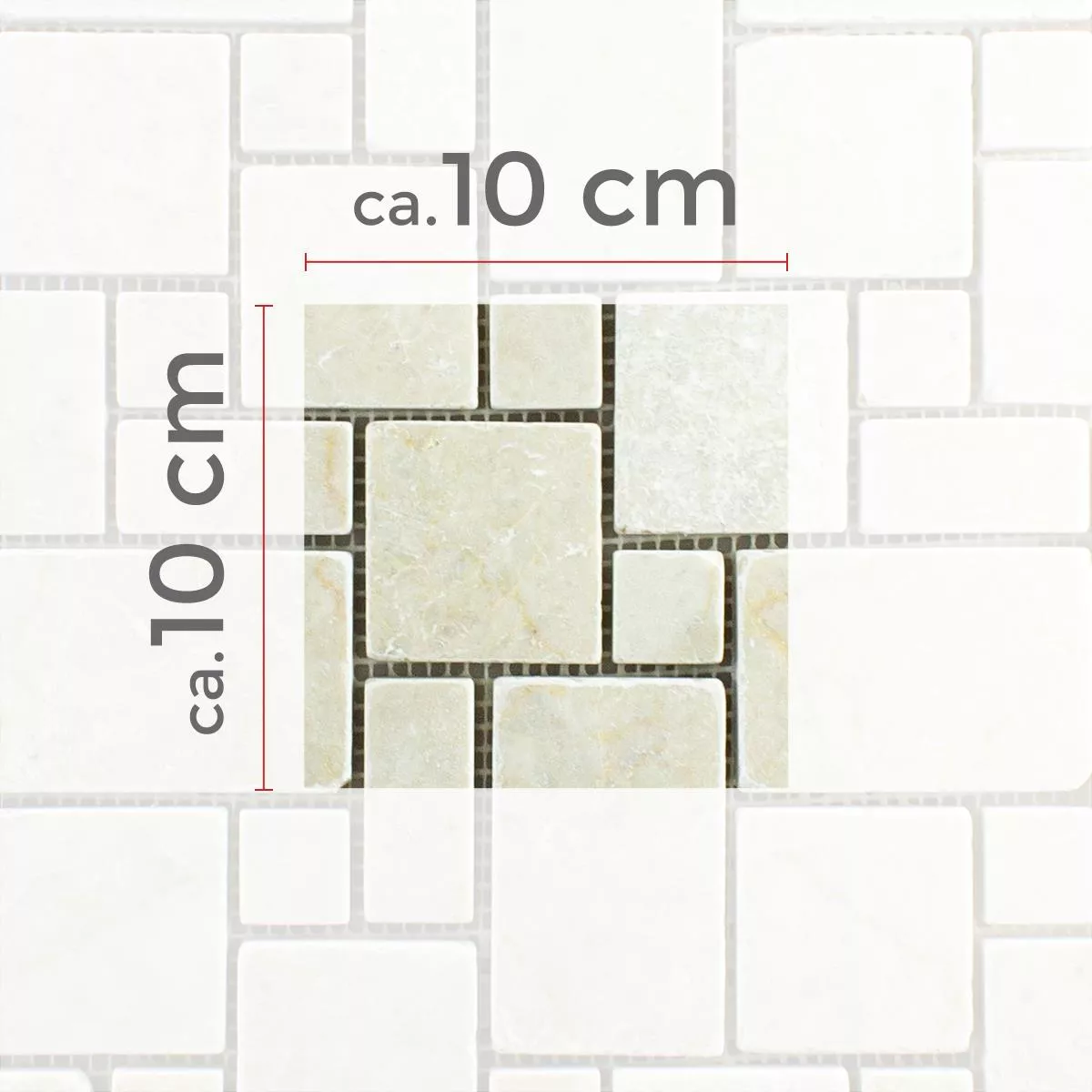Muster von Naturstein Marmor Mosaikfliesen Kilkenny Cream
