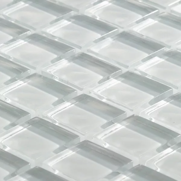 Muster von Glasmosaik Fliesen Uni  Weiss