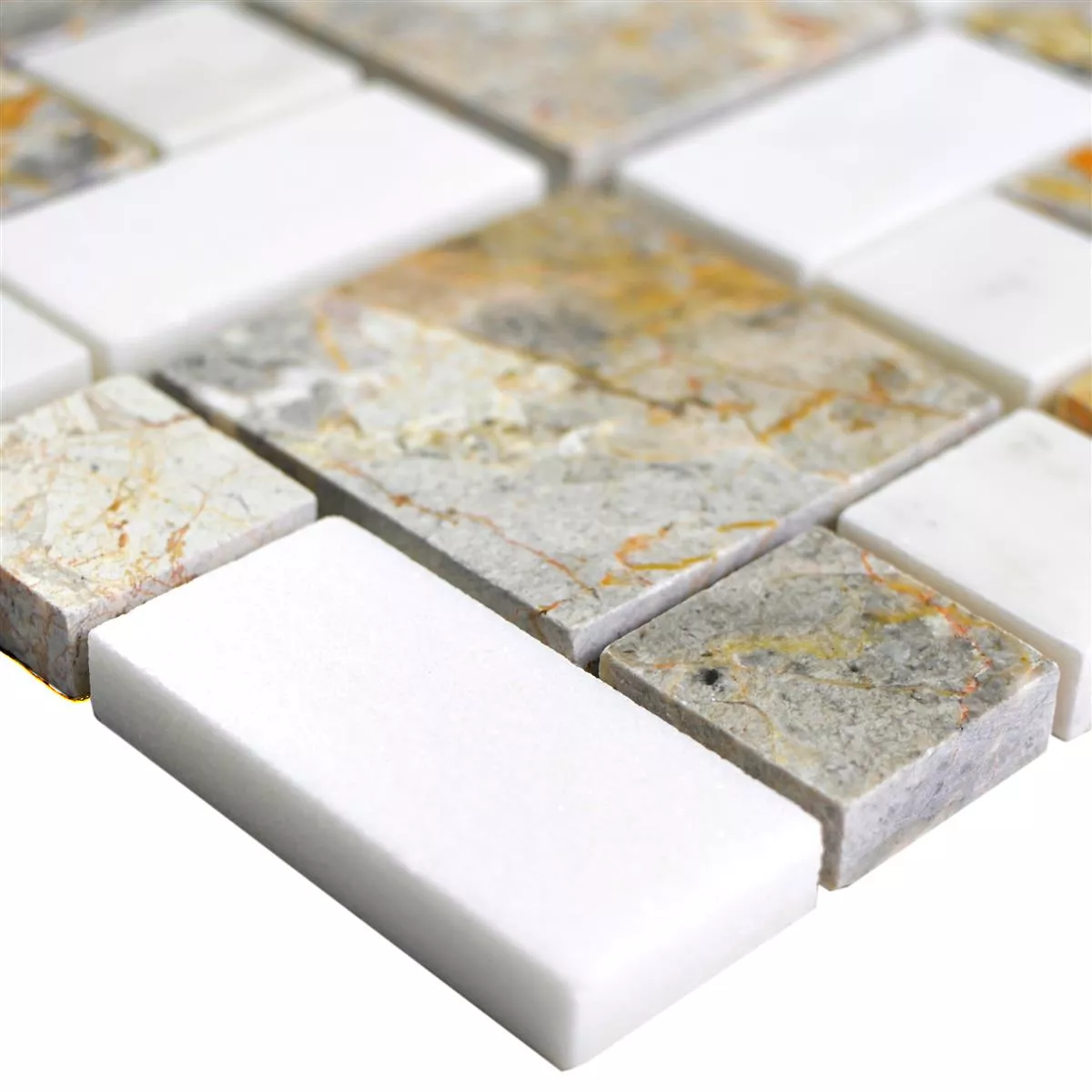Marmor Naturstein Mosaik Fliesen Cordoba Hellgrau Weiß