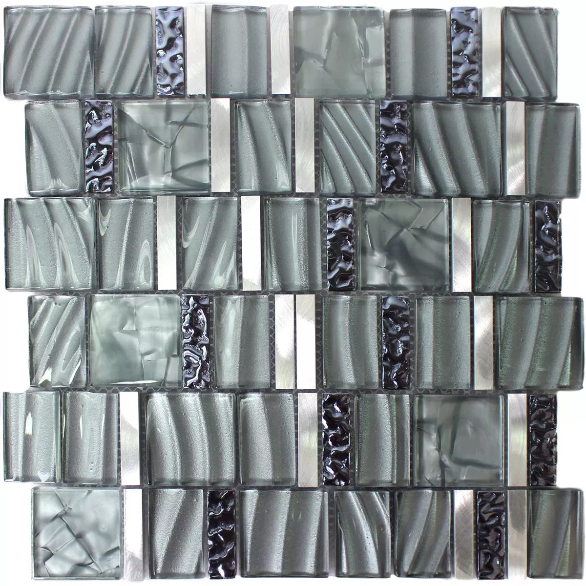 Mosaikfliesen Glas Aluminium Grau Silber Mix