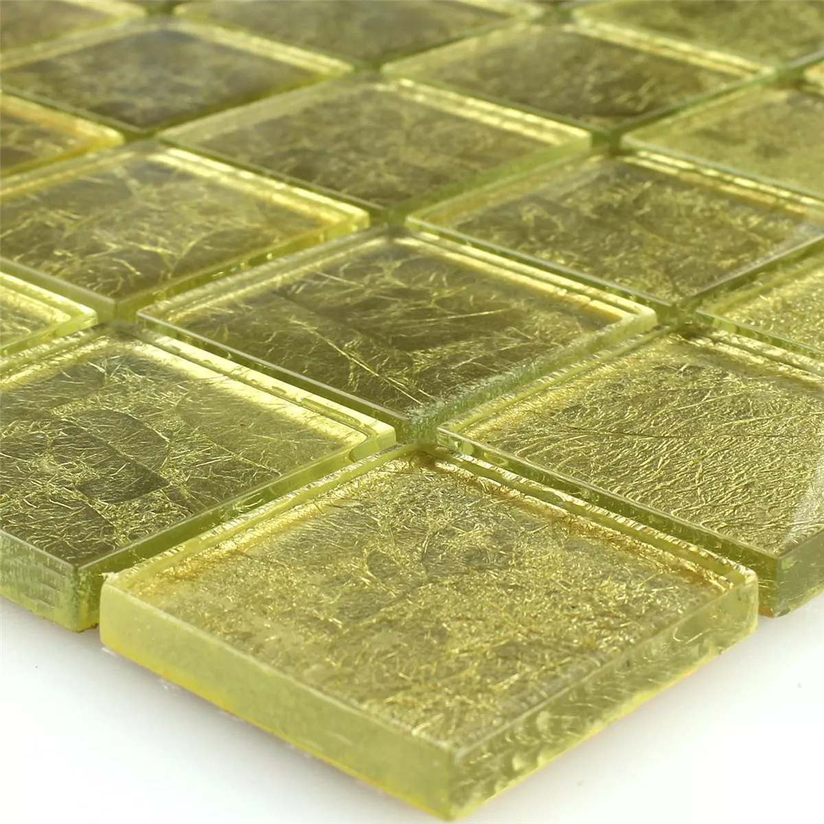 Muster von Glasmosaik Fliesen Gold Metall Hell