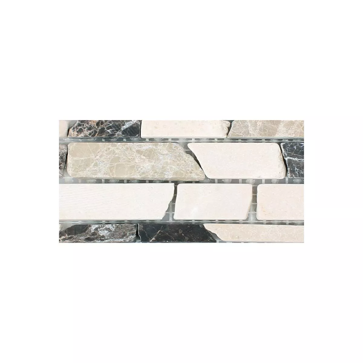 Muster von Mosaikfliesen Marmor Havel Brick Castanao Biancone
