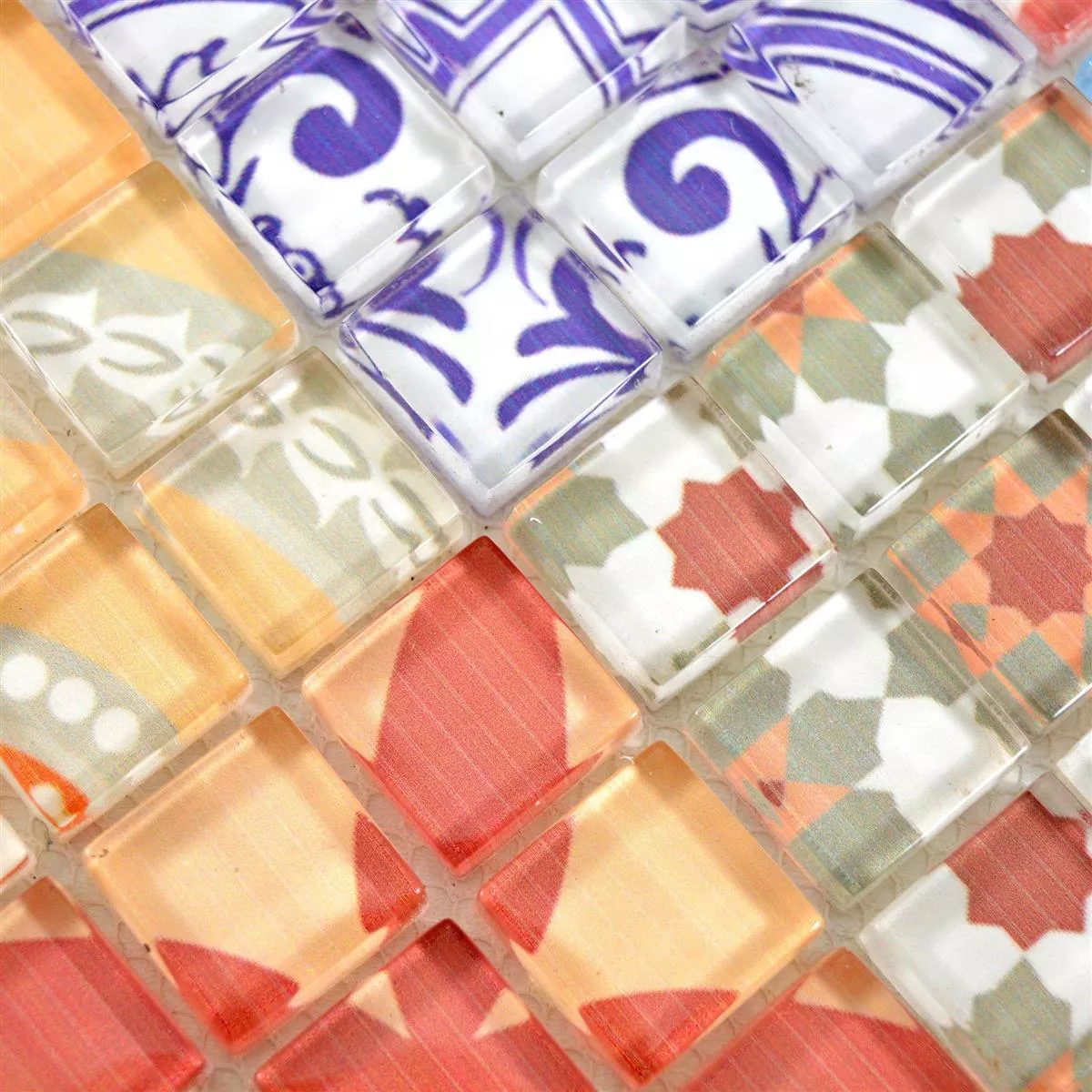 Muster von Glasmosaik Retrofliesen Noya Vintage Bunt