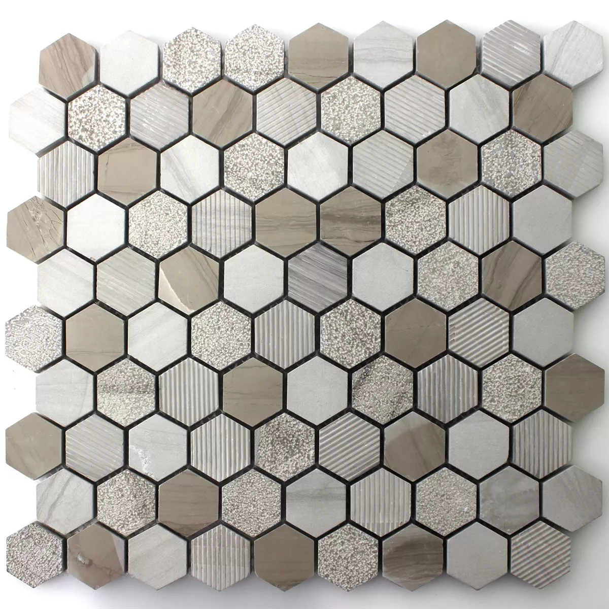 Mosaikfliesen Hexagon Naturstein Mocca Braun