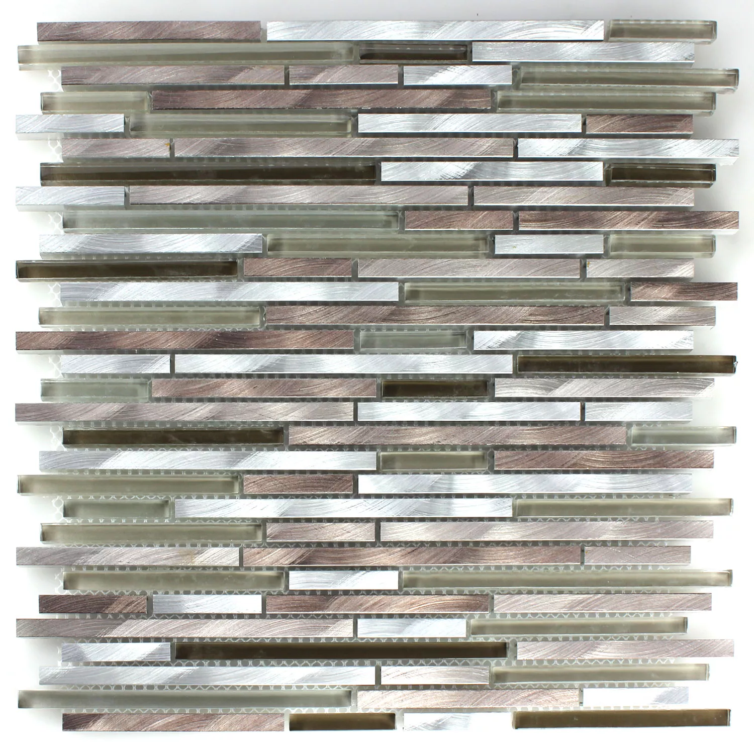 Mosaikfliesen Glas Aluminium Metall Braun Silber Mix