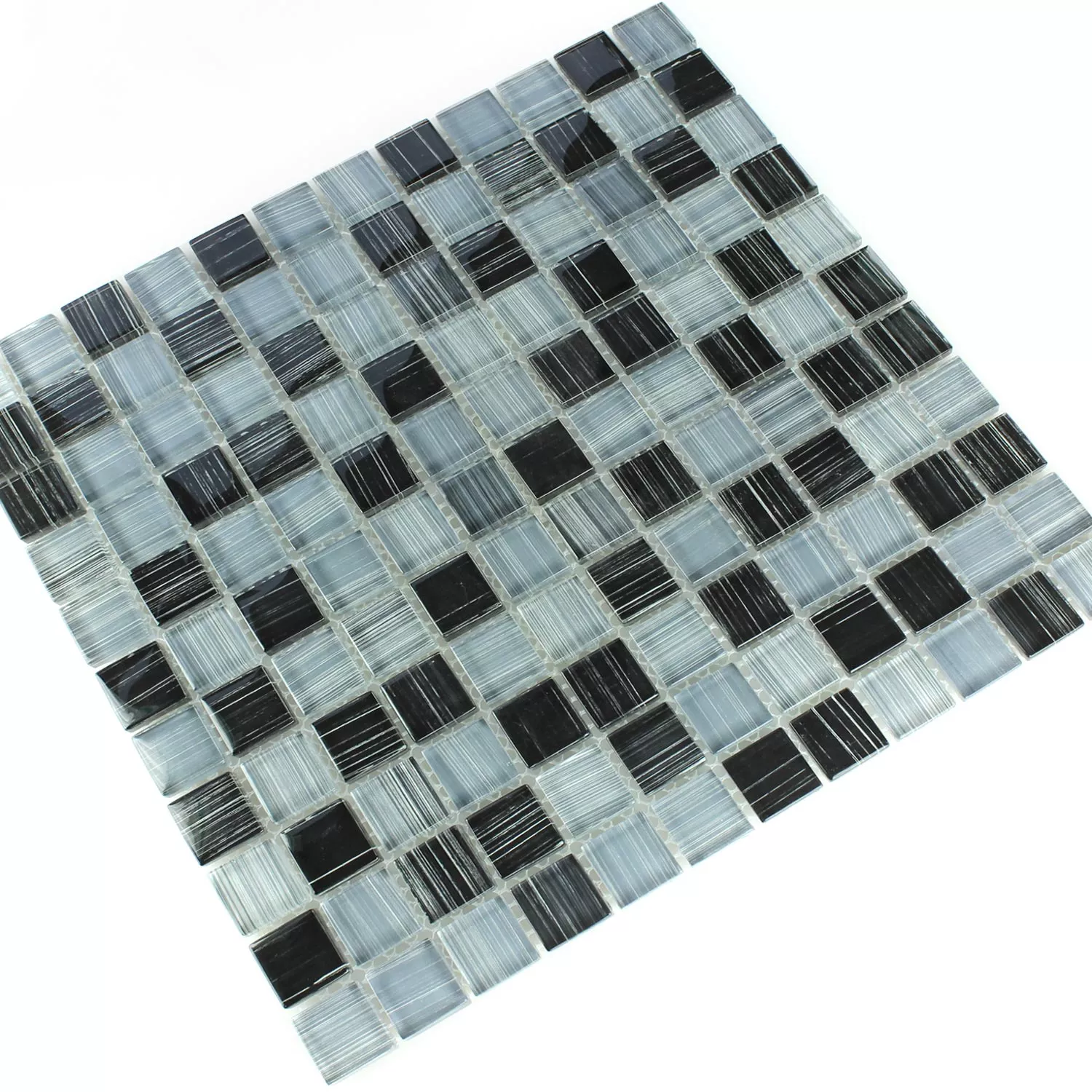 Muster von Glasmosaik Fliesen Schwarz Grau