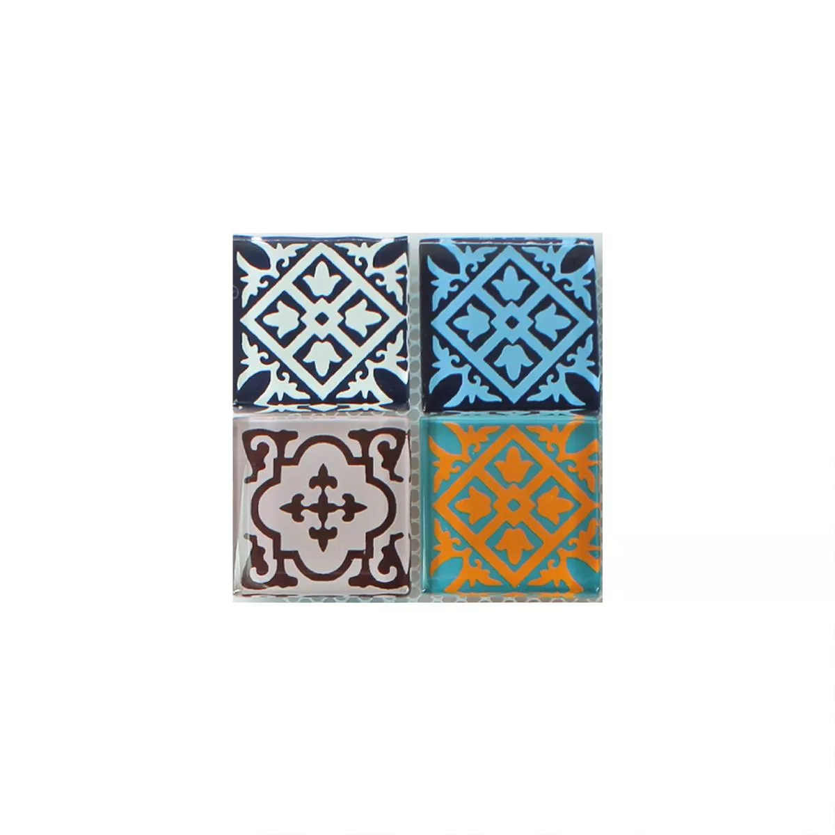 Muster von Mosaikfliesen Glas Barock Ornament Bunt Mix
