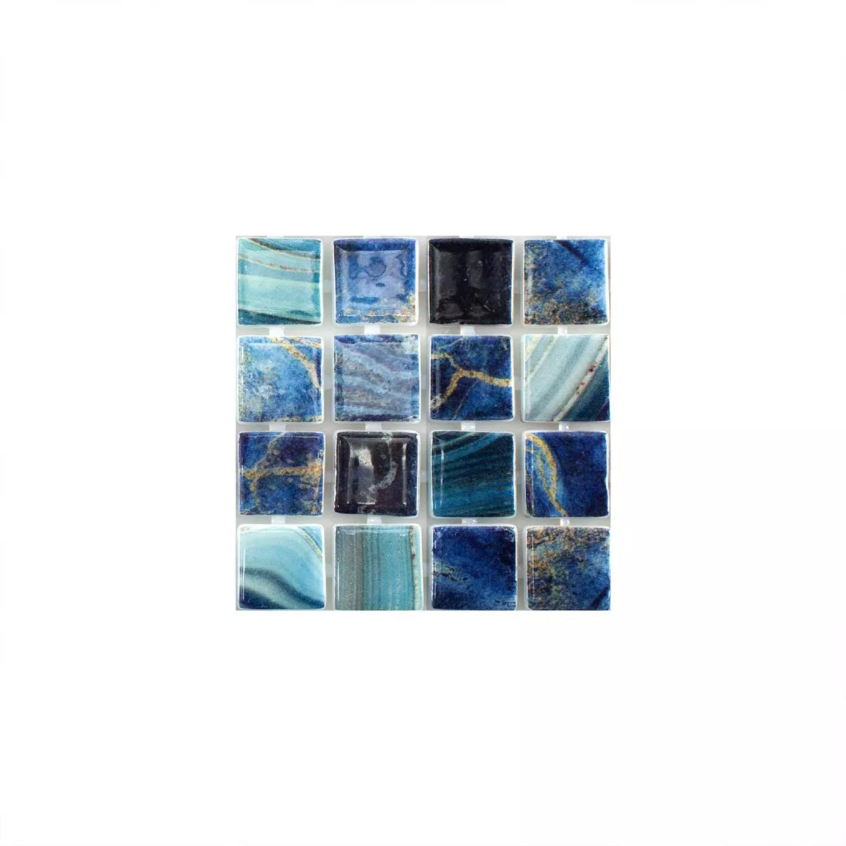 Muster von Glas Schwimmbad Mosaik Baltic Blau Türkis 25x25mm