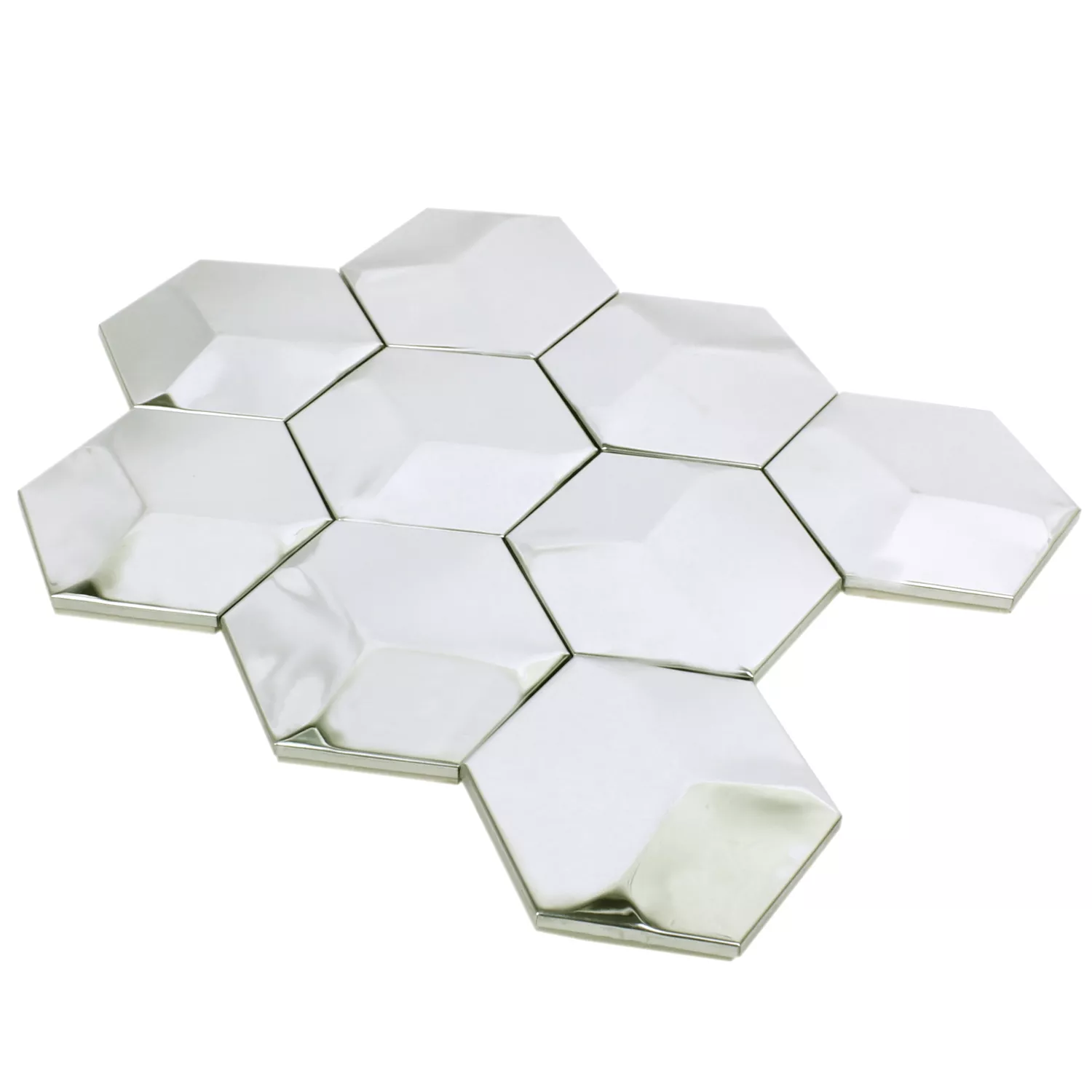 Muster von Mosaikfliesen Edelstahl Contender Hexagon Matt