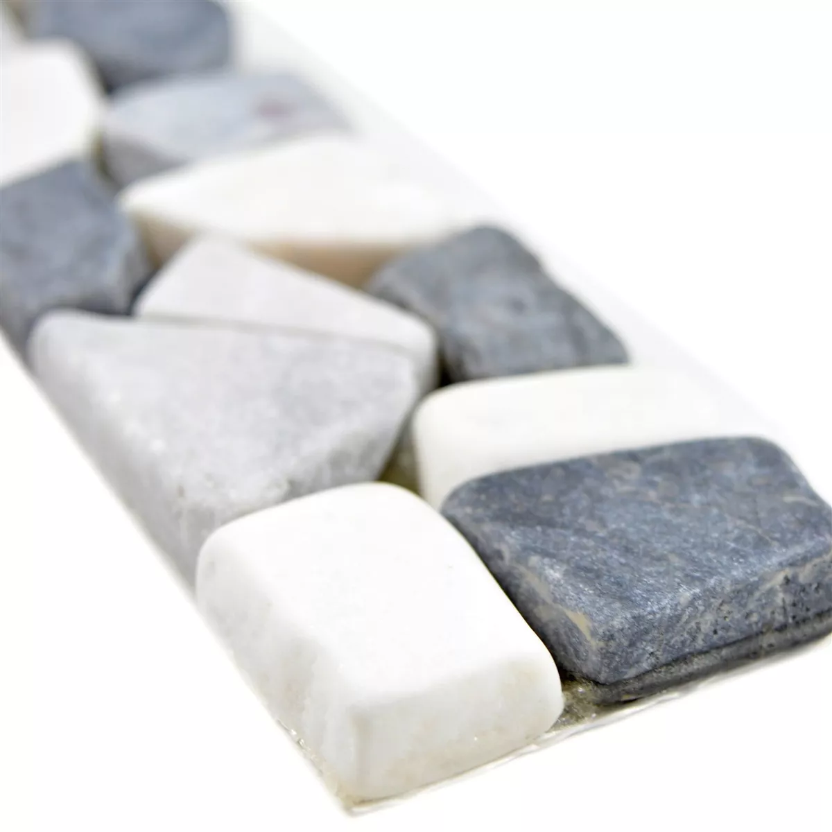 Naturstein Fliesenbordüre Riesco Schwarz Grau Weiß