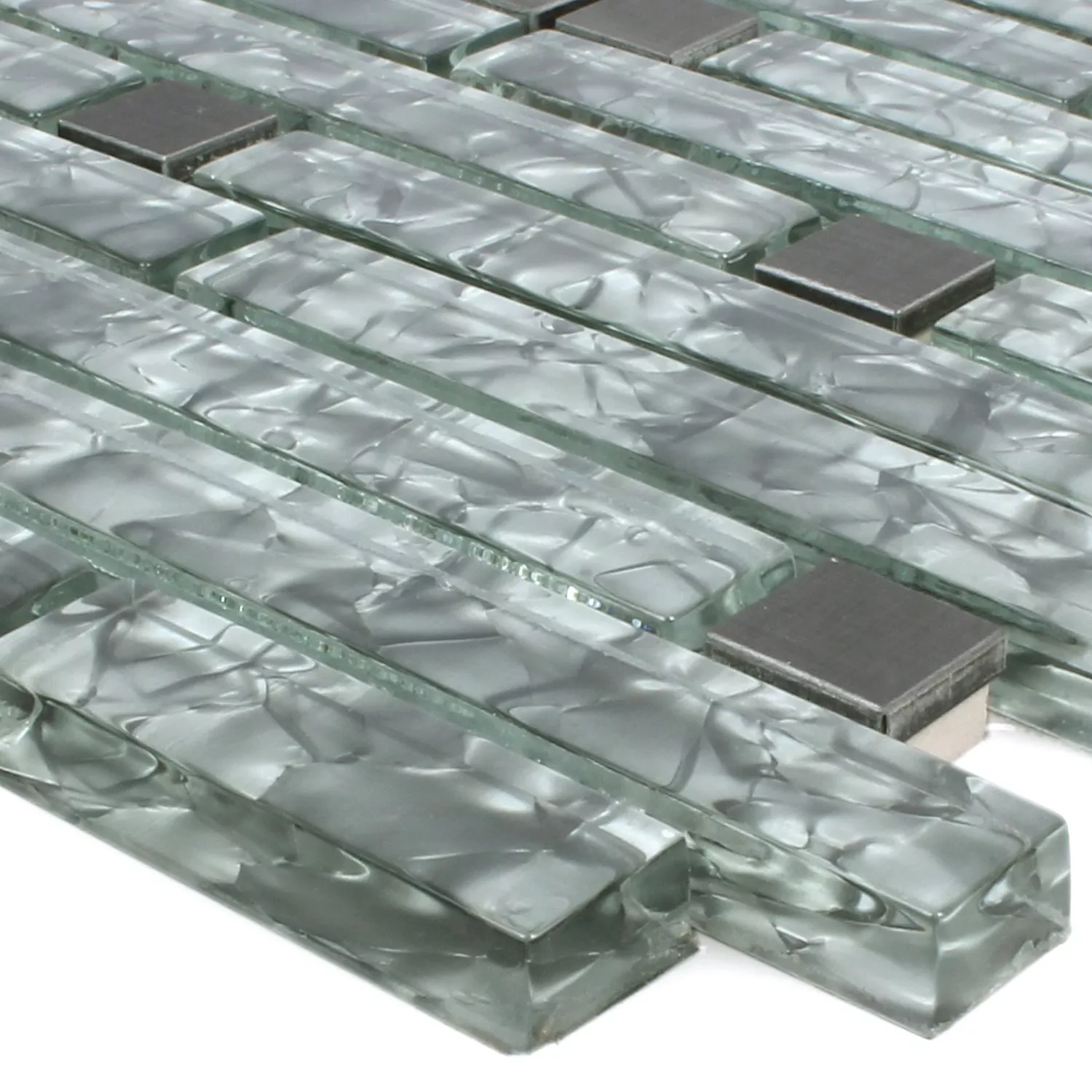 Mosaikfliesen Zaide Edelstahl Glas Mix Grau
