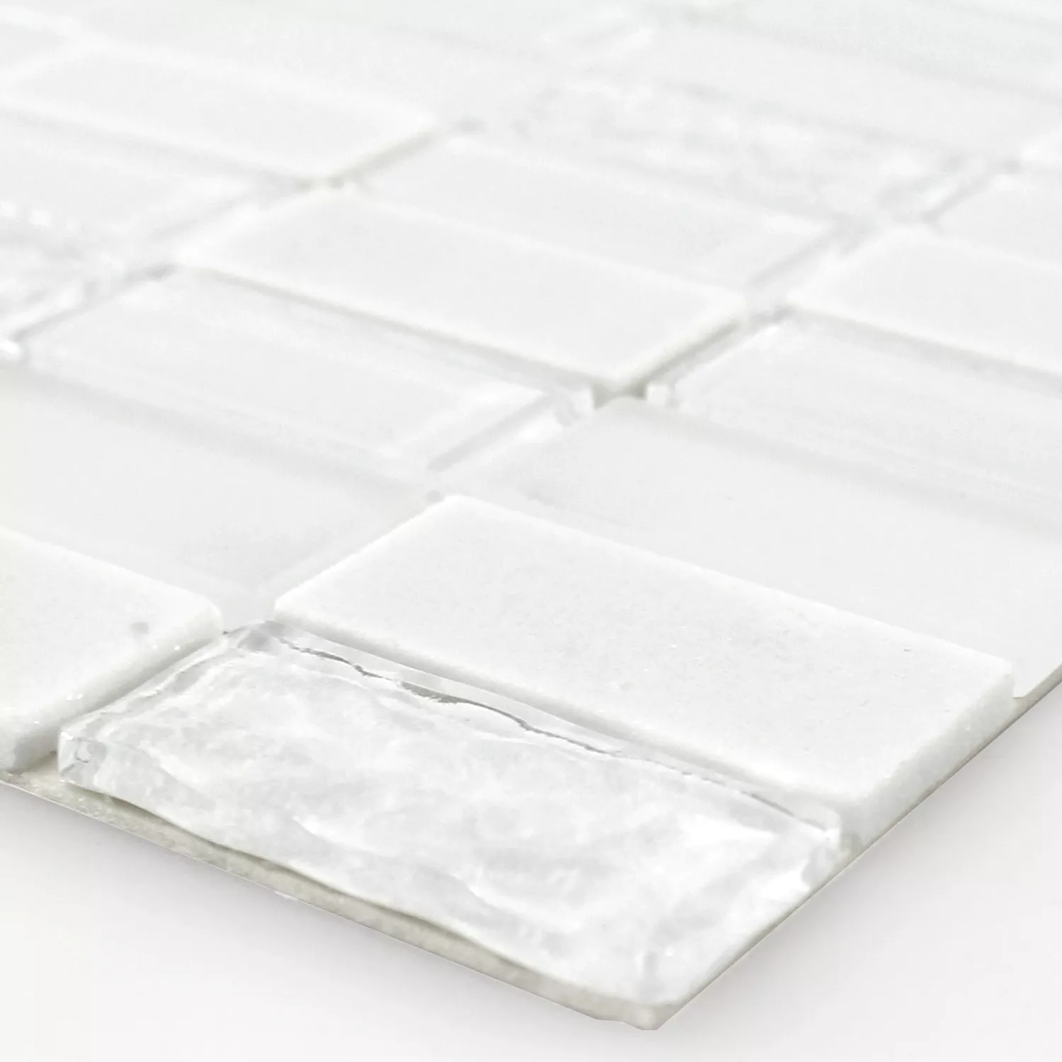 Selbstklebende Mosaik Naturstein Glas Mix Weiss Poliert